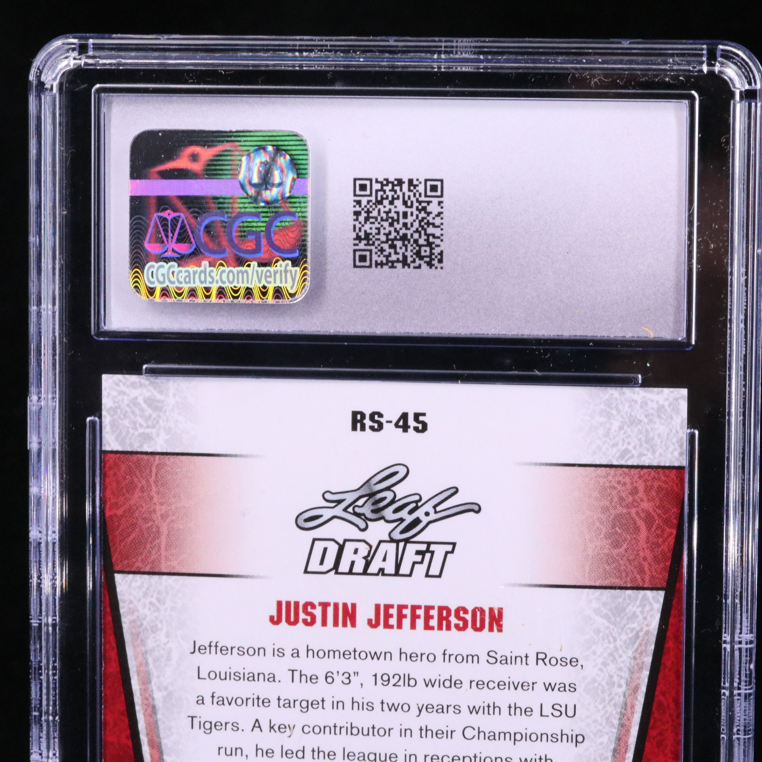 2020 Leaf Special Release Justin Jefferson Silver Rookie Card Graded CGC 10