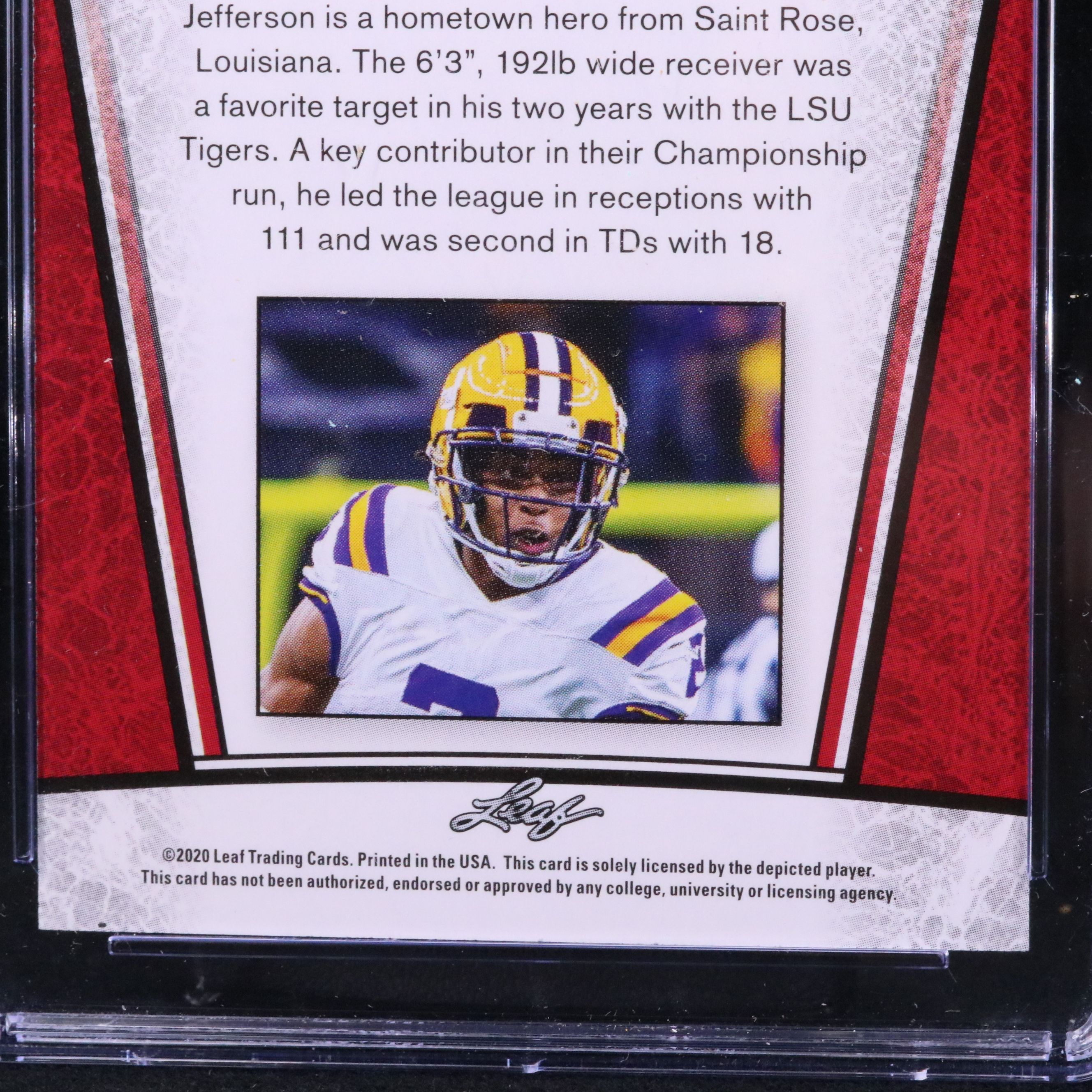 2020 Leaf Special Release Justin Jefferson Silver Rookie Card Graded CGC 10