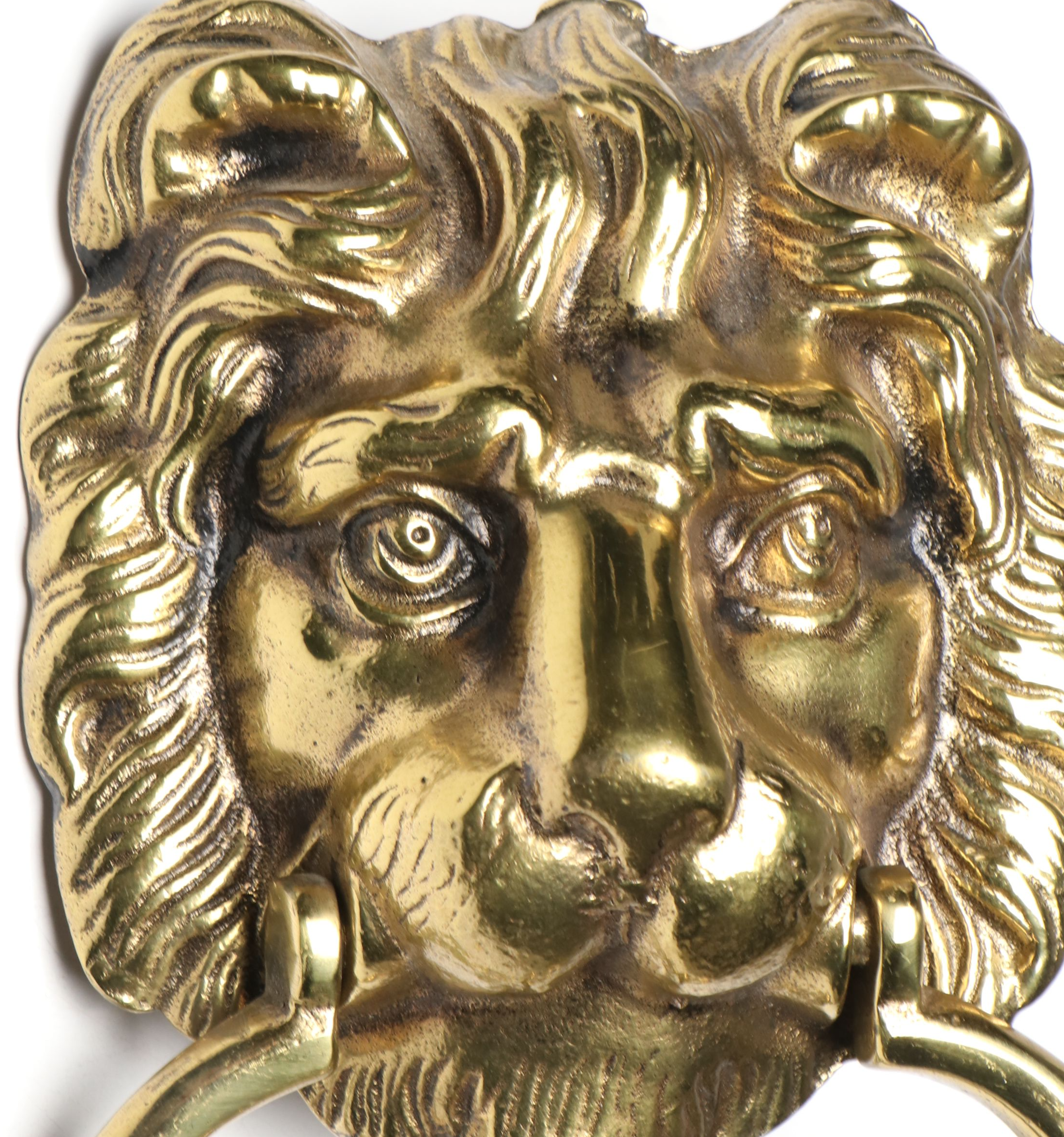 Peerage English Brass Lion Head Door Knocker and Knob
