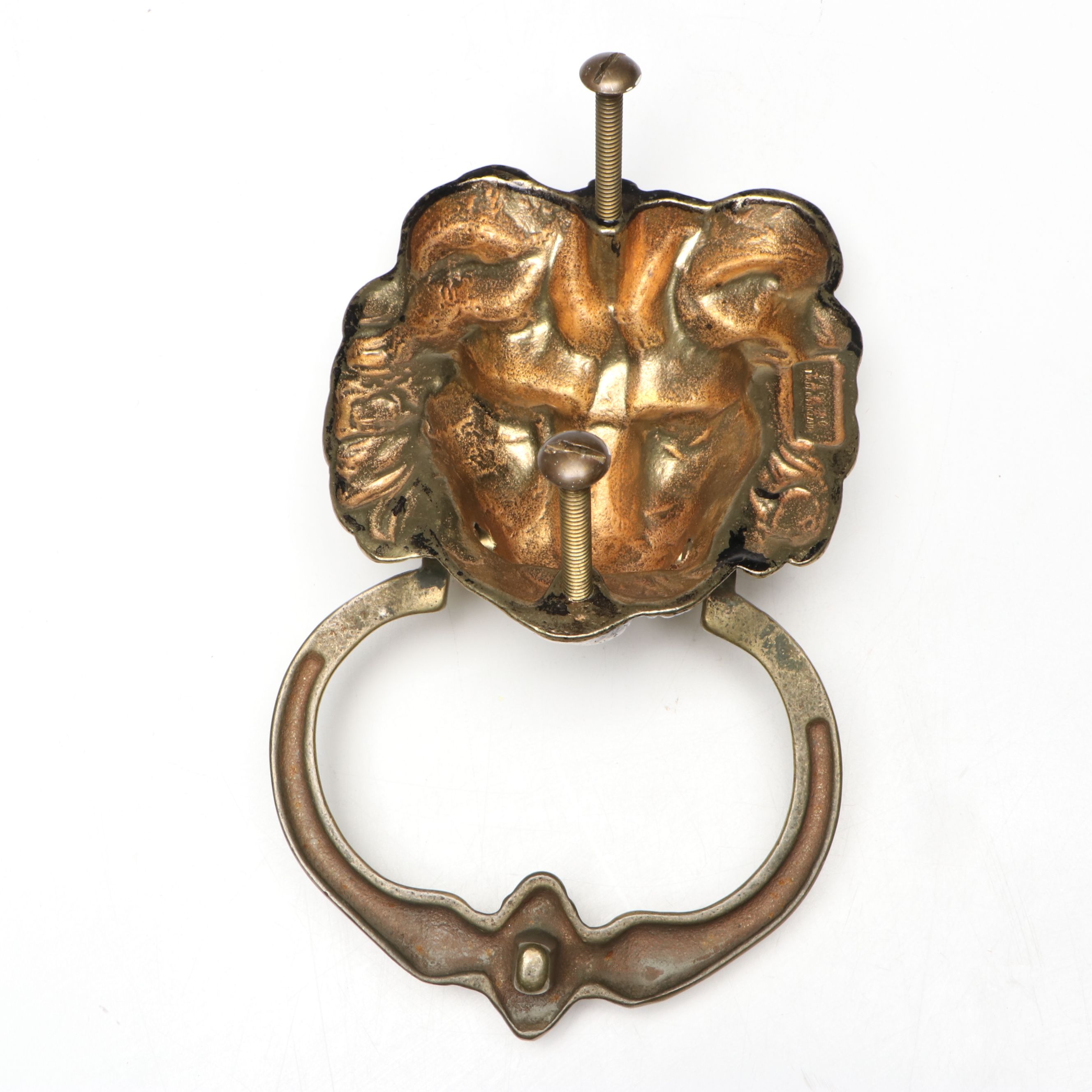 Peerage English Brass Lion Head Door Knocker and Knob