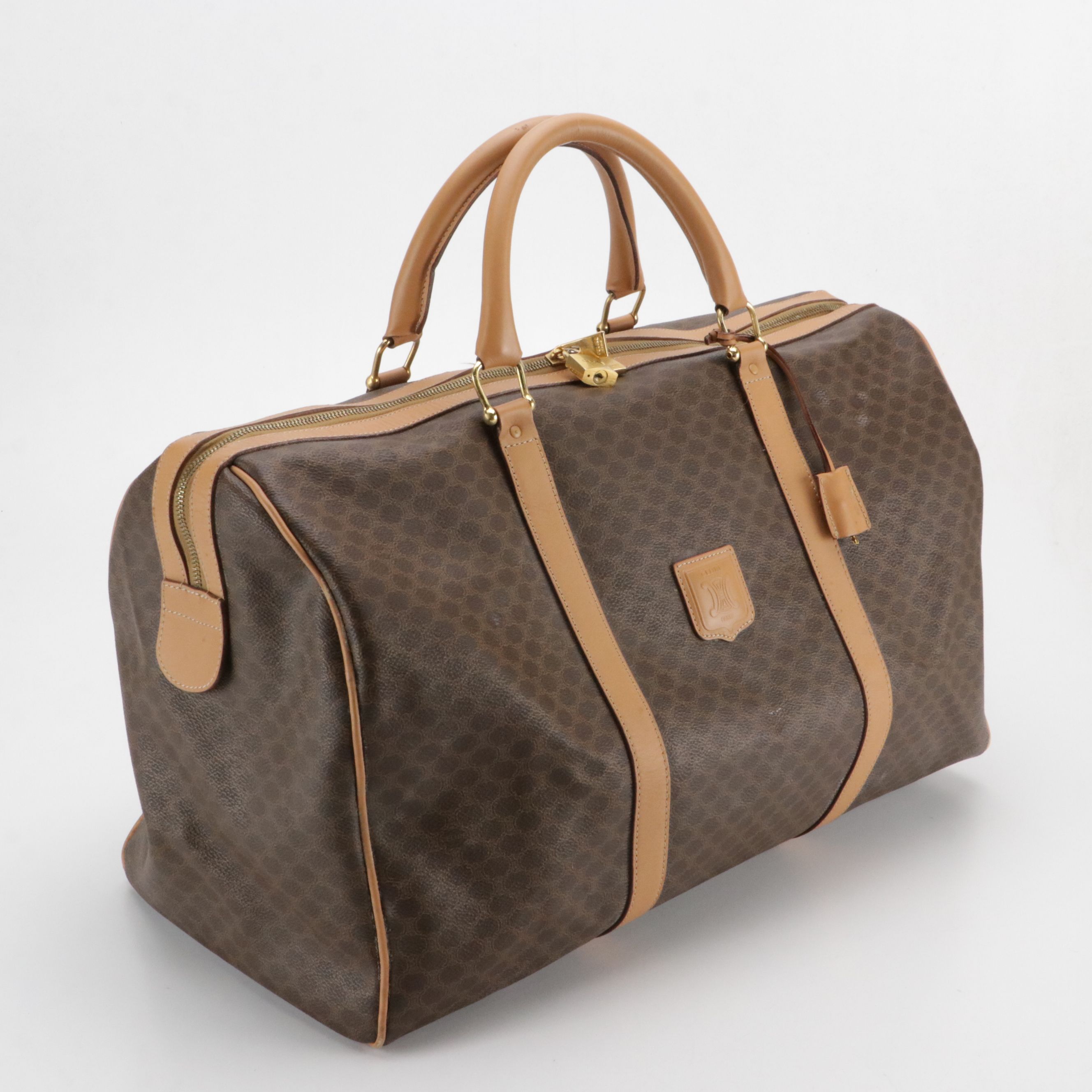 Celine Duffle Bag in Dark Brown Macadam Canvas and Leather
