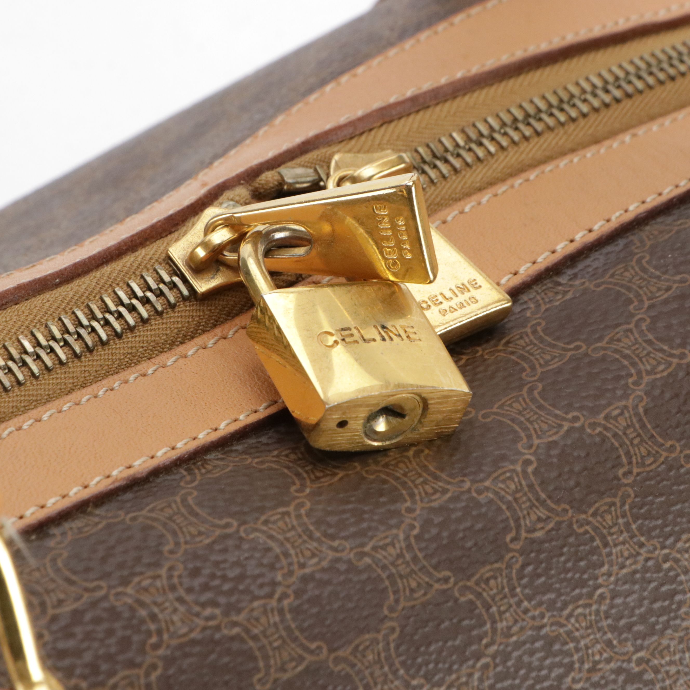 Celine Duffle Bag in Dark Brown Macadam Canvas and Leather