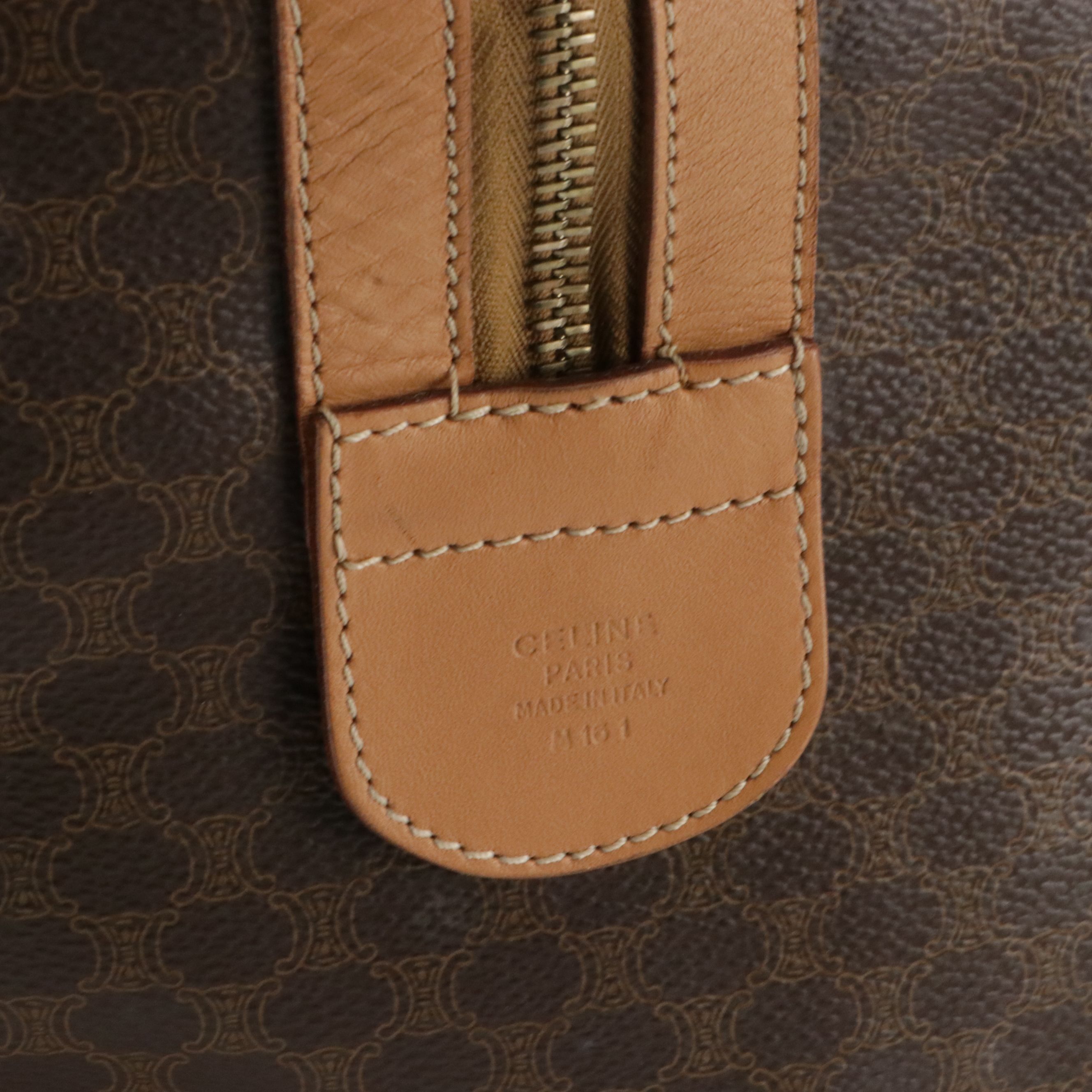 Celine Duffle Bag in Dark Brown Macadam Canvas and Leather