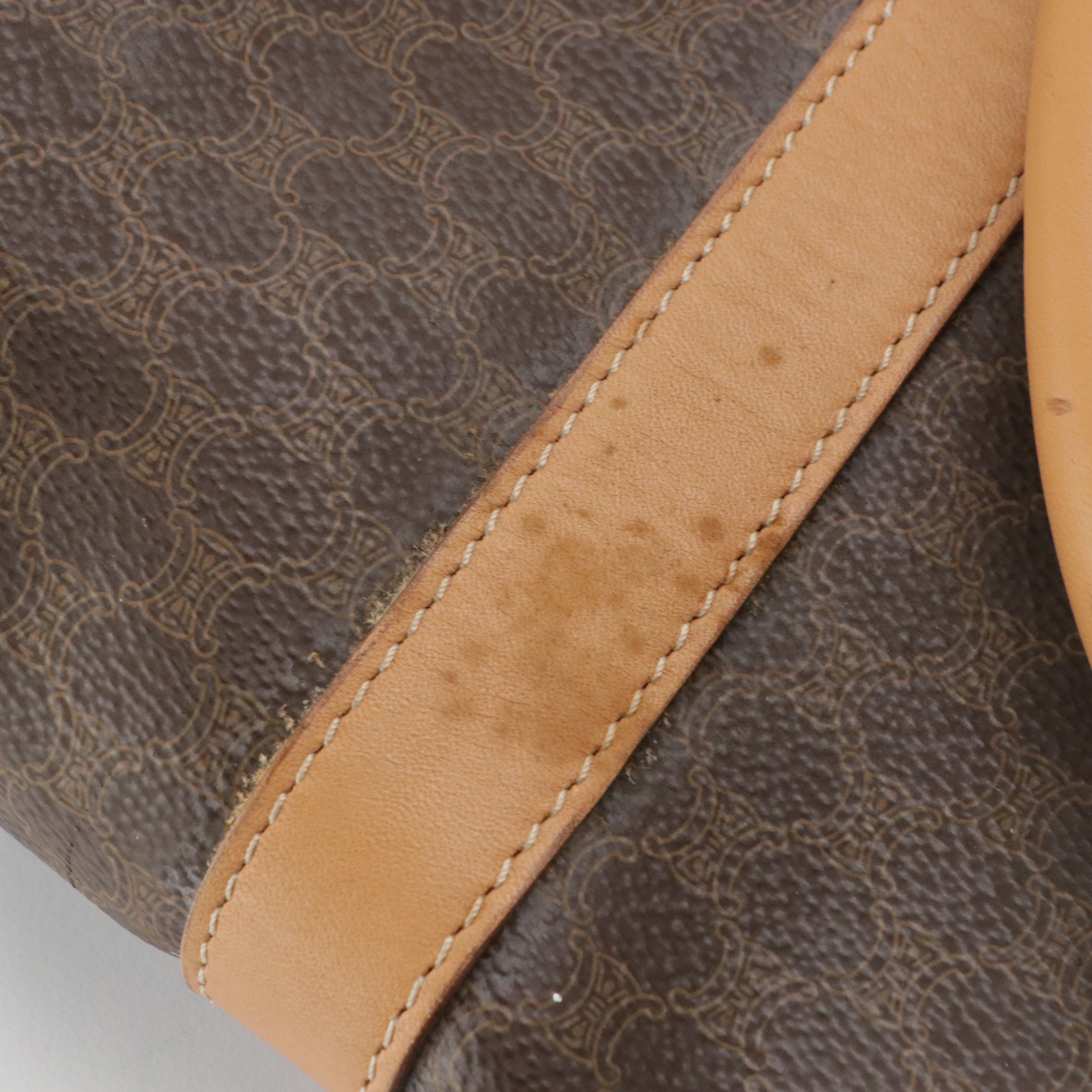 Celine Duffle Bag in Dark Brown Macadam Canvas and Leather