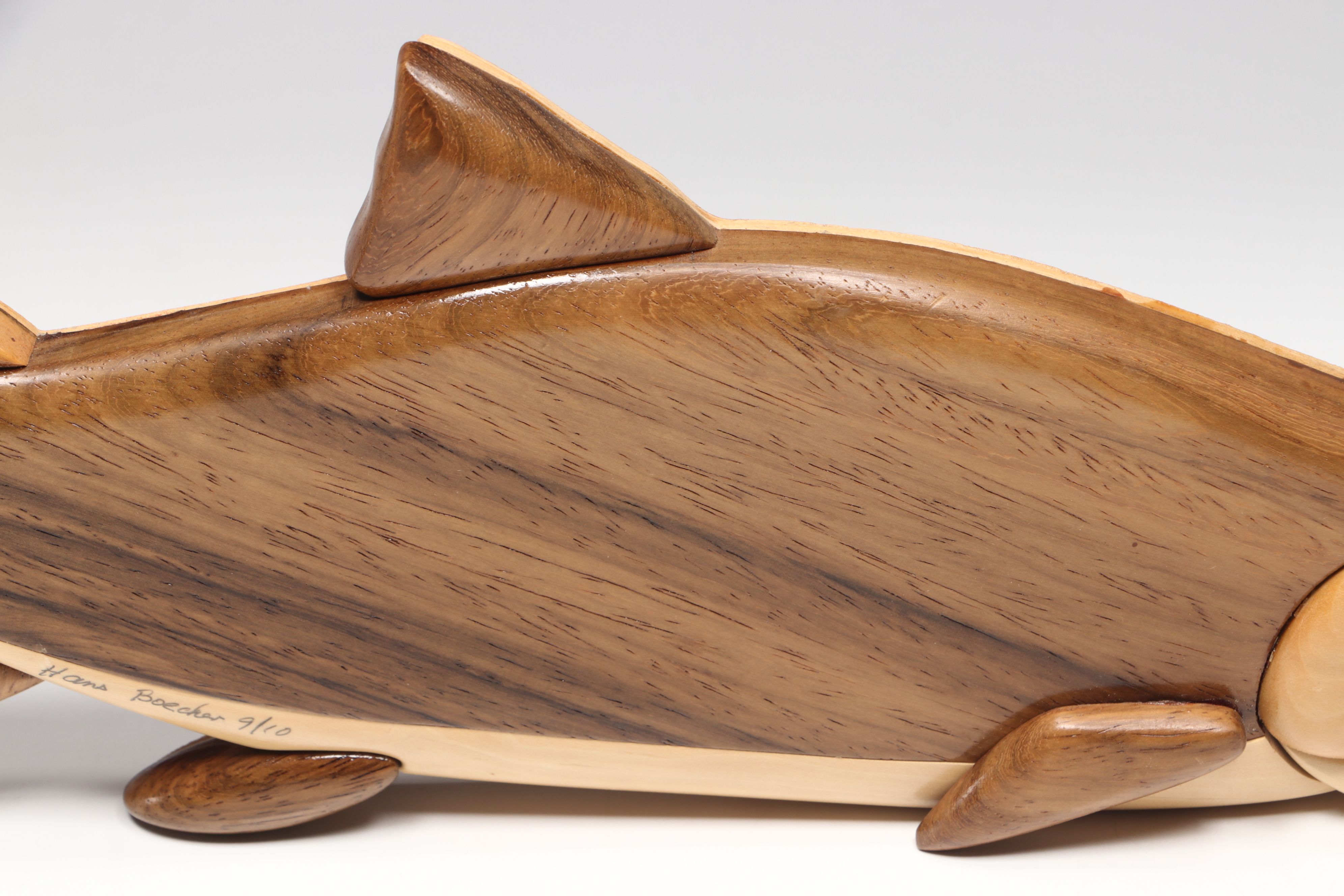 Hans Boecher Limited Edition Padauk, Poplar, and Holly Fish Wall Hanging