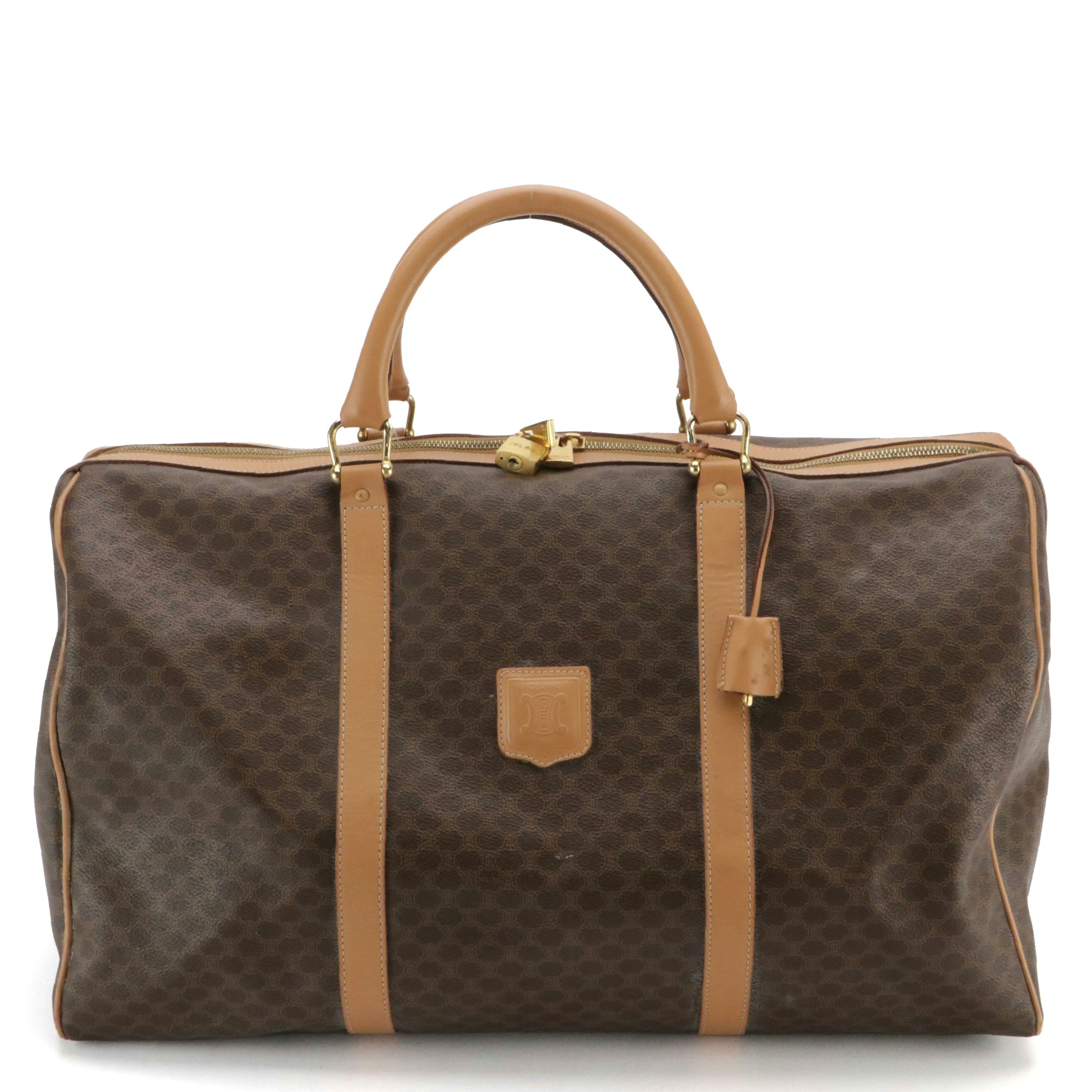 Celine Duffle Bag in Dark Brown Macadam Canvas and Leather