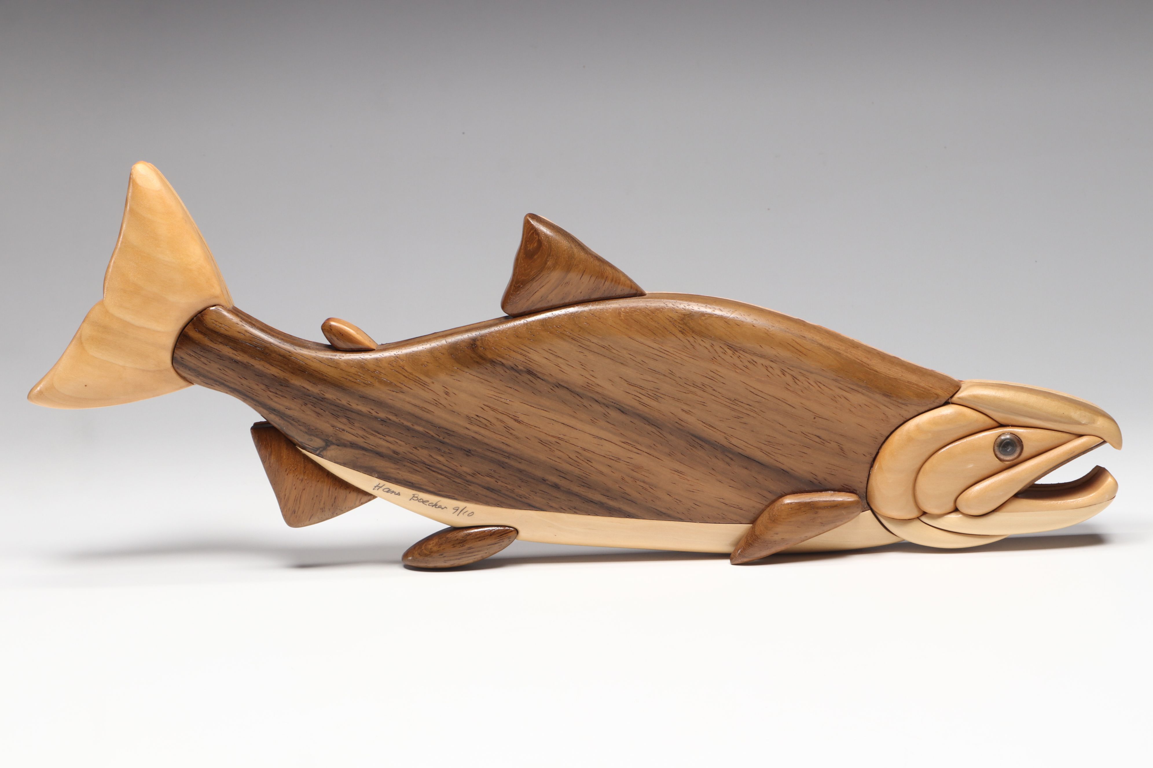 Hans Boecher Limited Edition Padauk, Poplar, and Holly Fish Wall Hanging