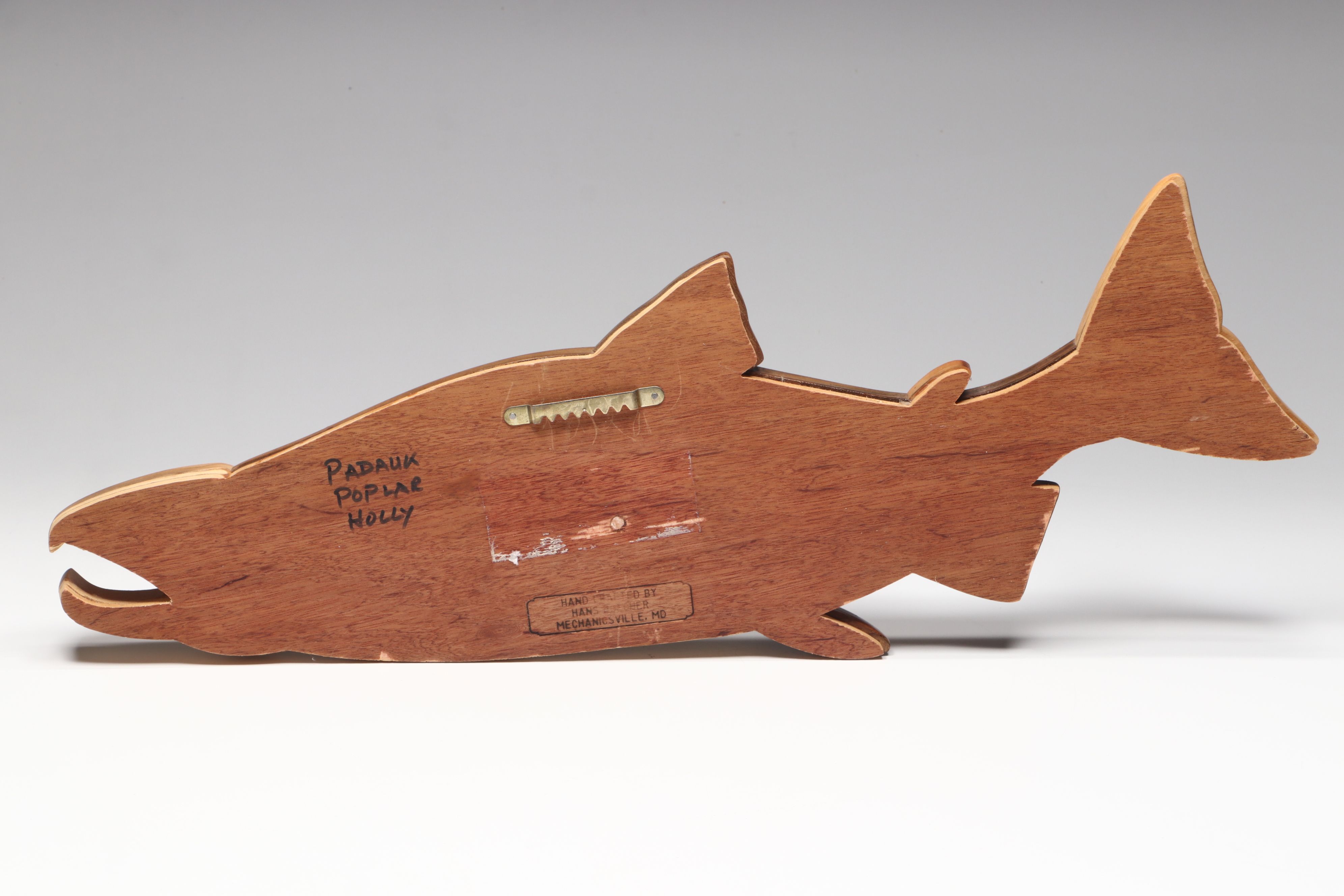 Hans Boecher Limited Edition Padauk, Poplar, and Holly Fish Wall Hanging