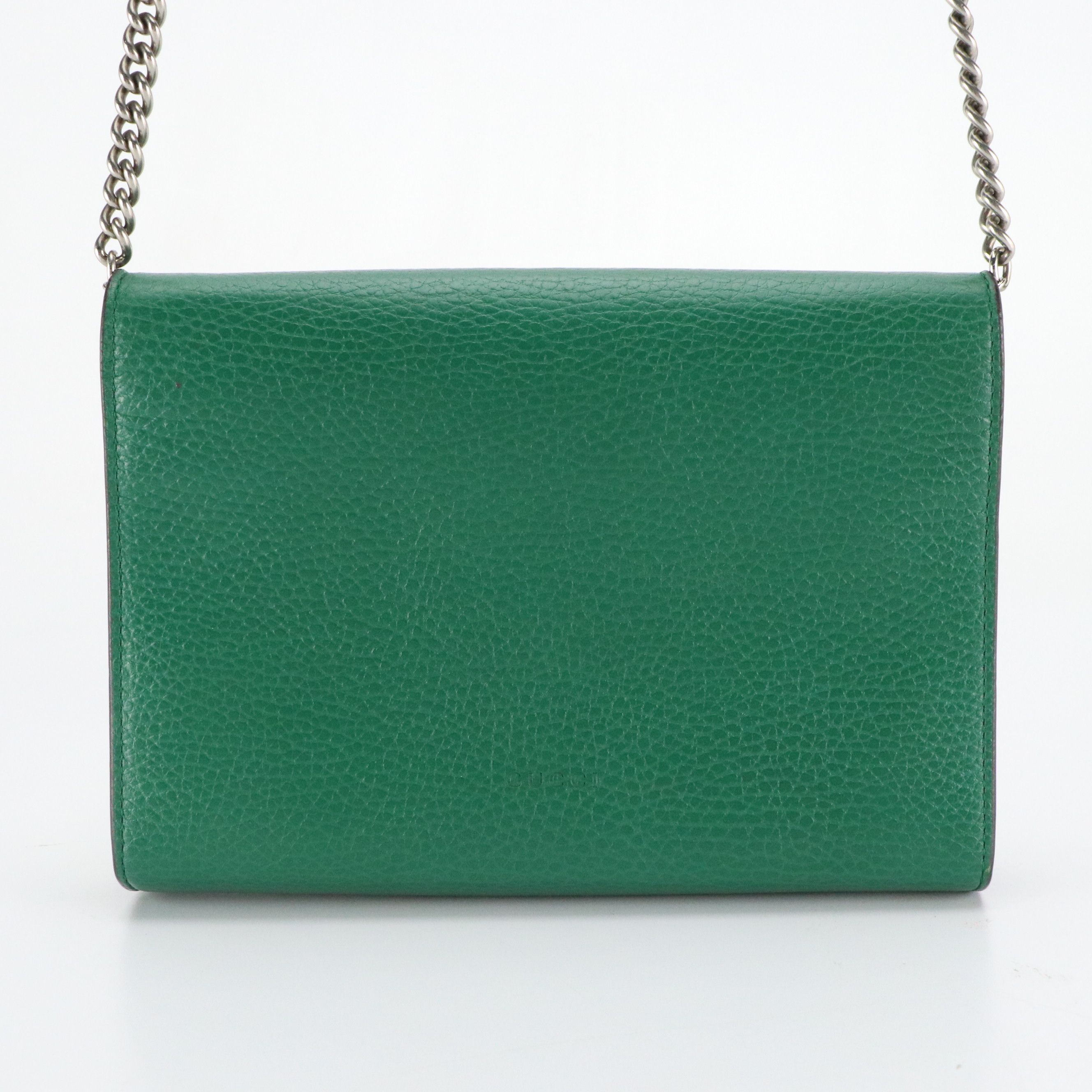 Gucci Small Crystal Dionysus Crossbody Bag in Green Grained Leather