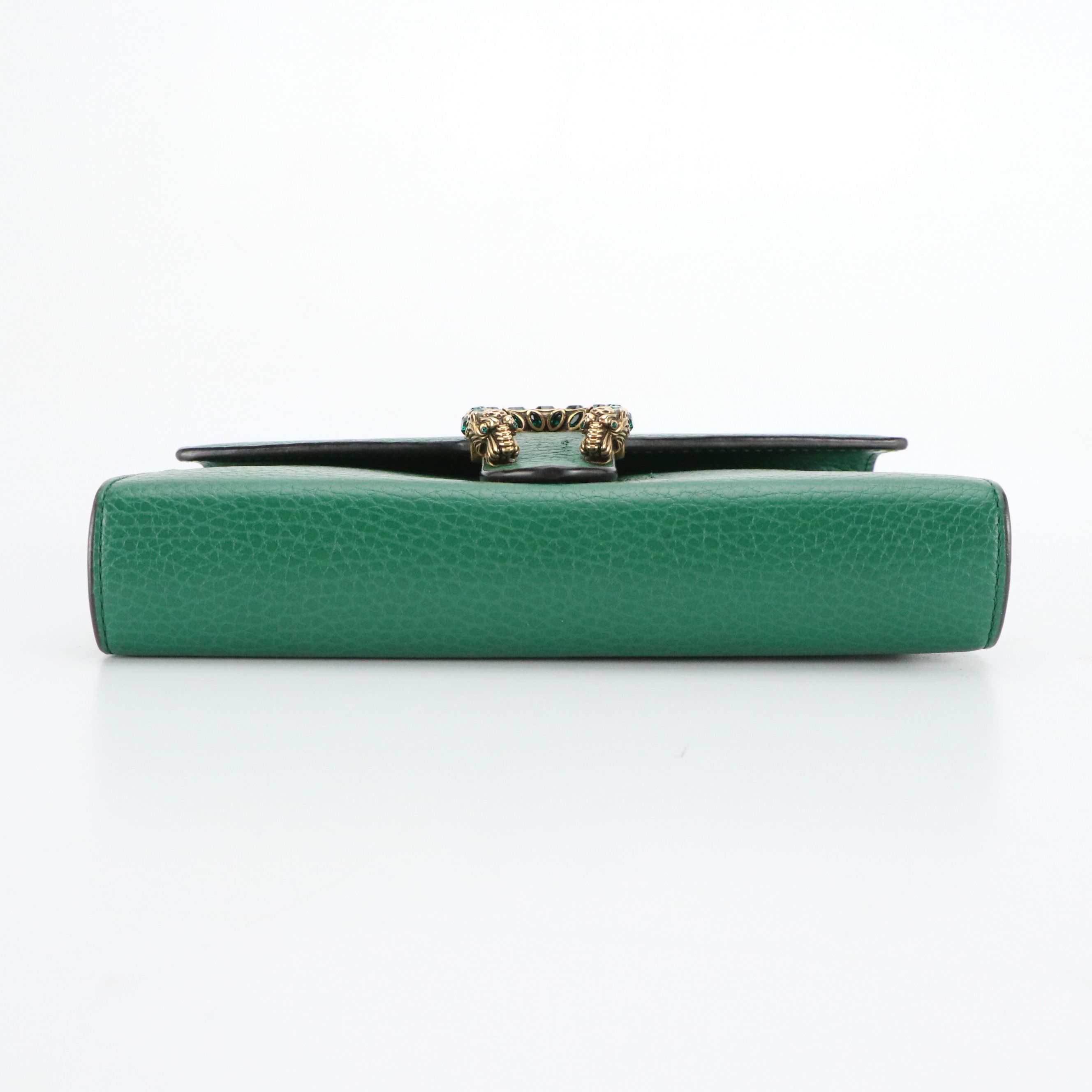 Gucci Small Crystal Dionysus Crossbody Bag in Green Grained Leather