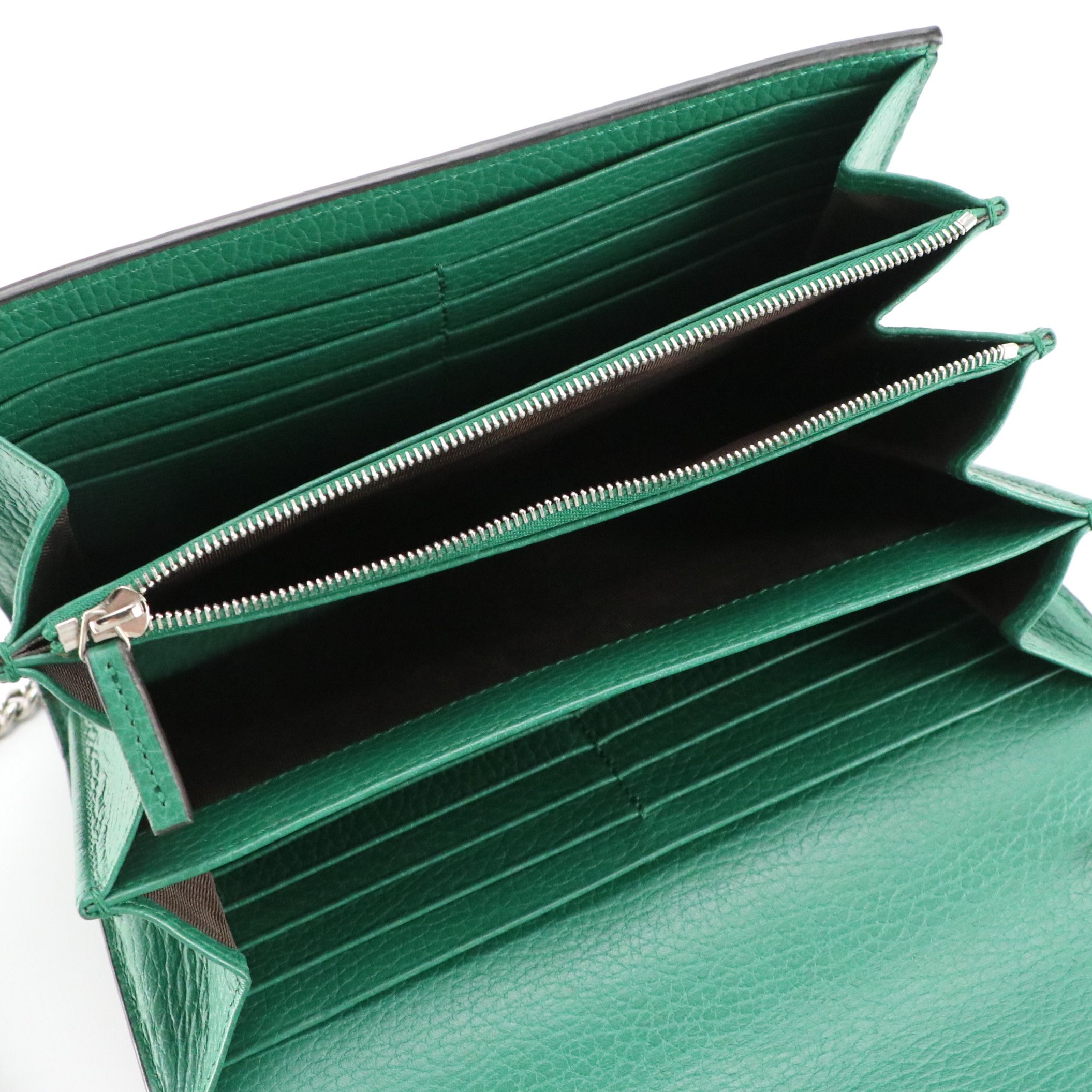 Gucci Small Crystal Dionysus Crossbody Bag in Green Grained Leather