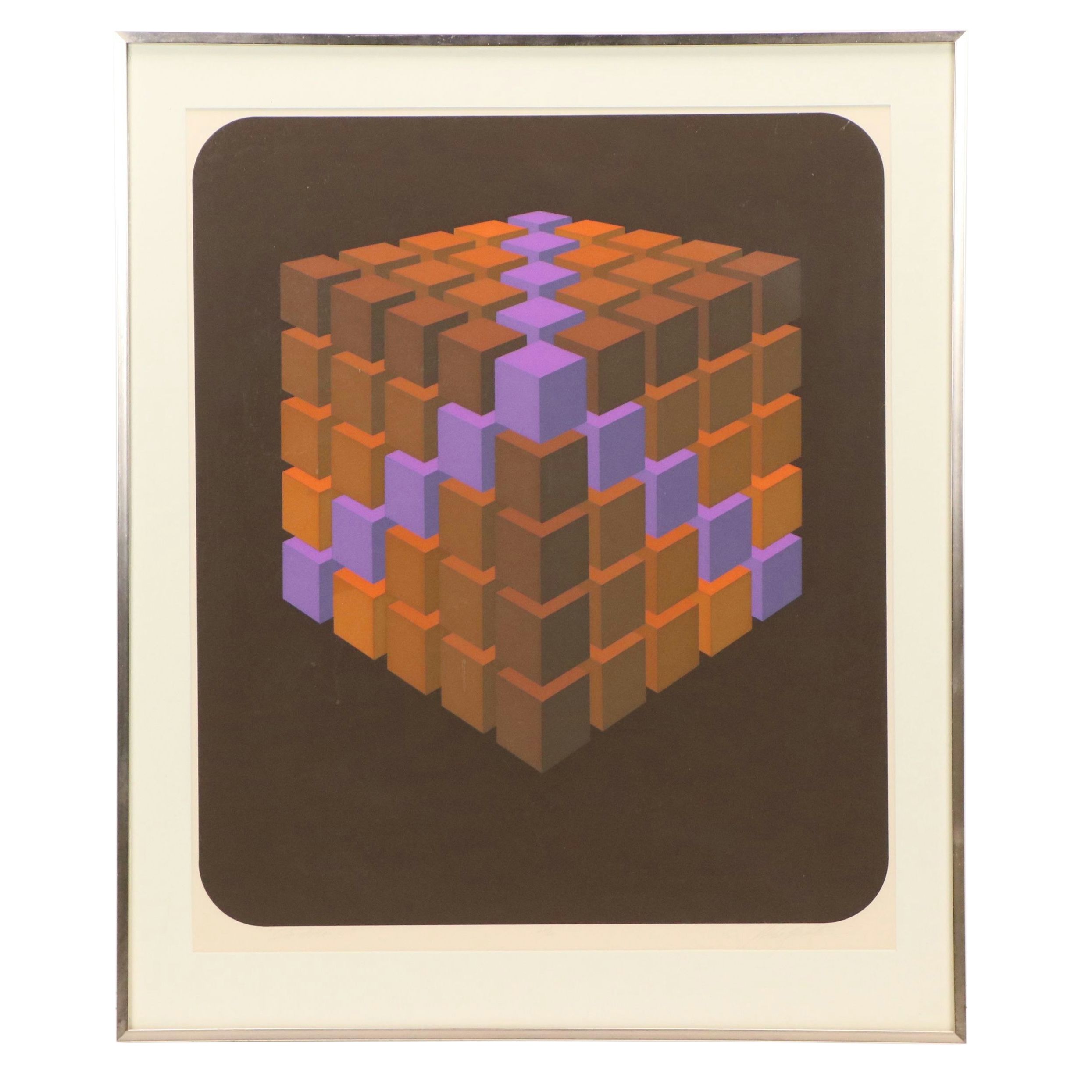 Marko Spalatin Screenprint "Cube Cluster IV," 1971