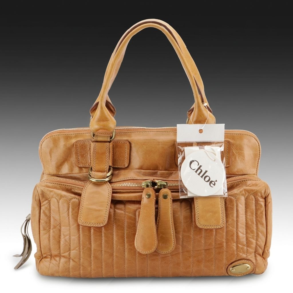 Chloé Large Bay Satchel in Caramel Brown Leather with Quilted Detail