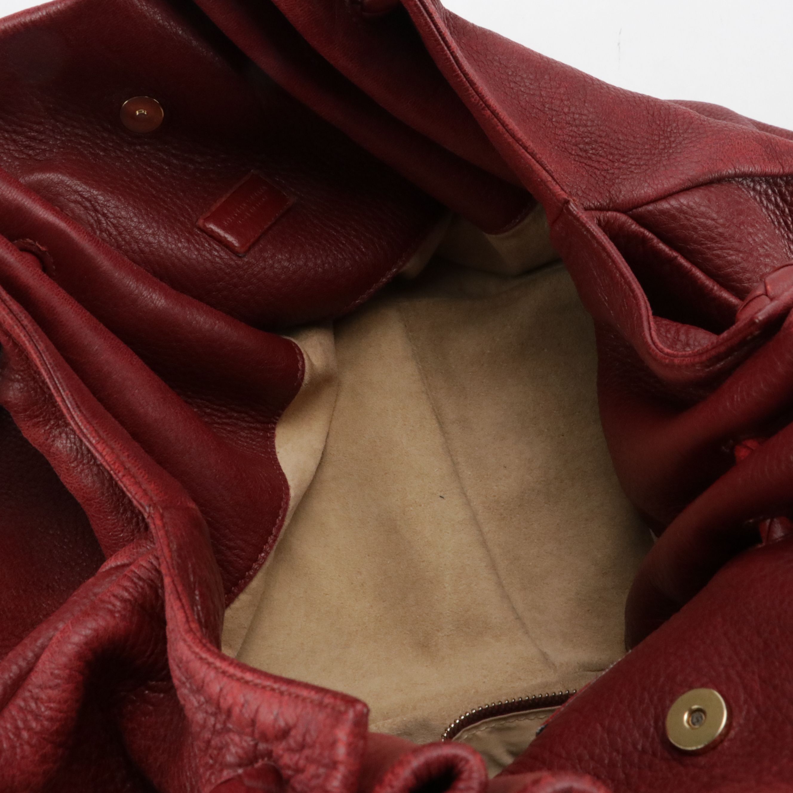 Bottega Veneta Slouchy Braided Strap Hobo Bag in Deep Red Grained Leather