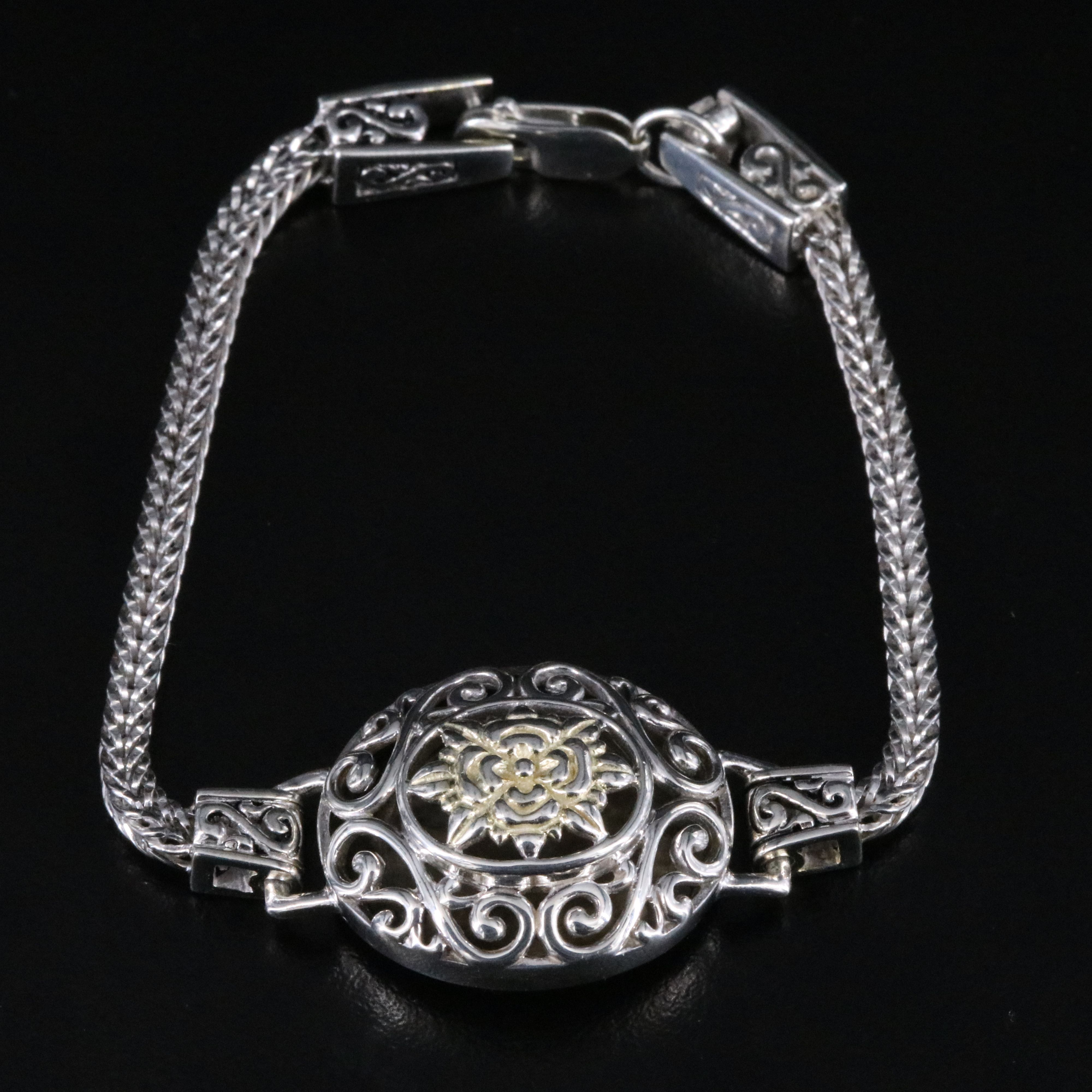 Sterling Floral Scrollwork Bracelet