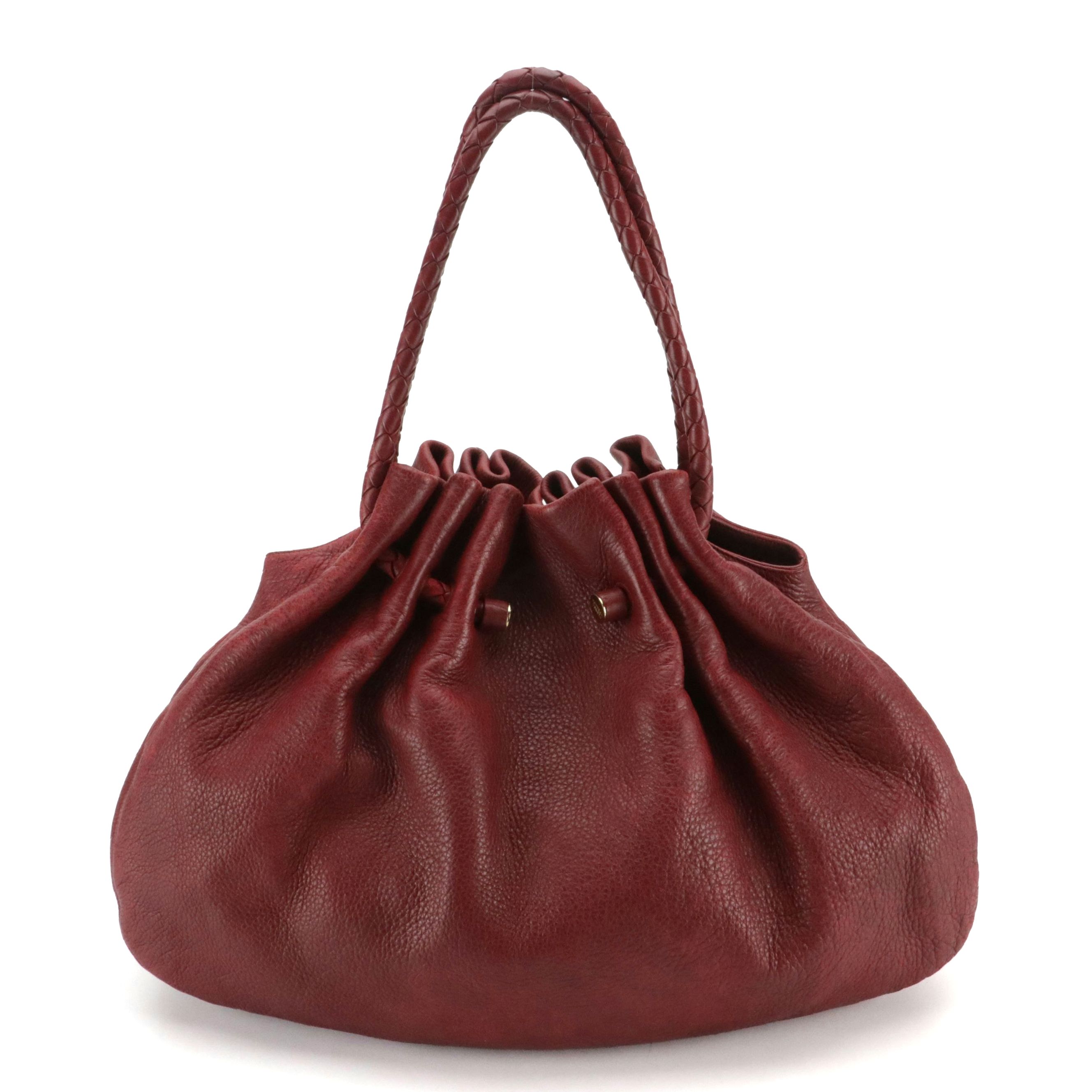 Bottega Veneta Slouchy Braided Strap Hobo Bag in Deep Red Grained Leather