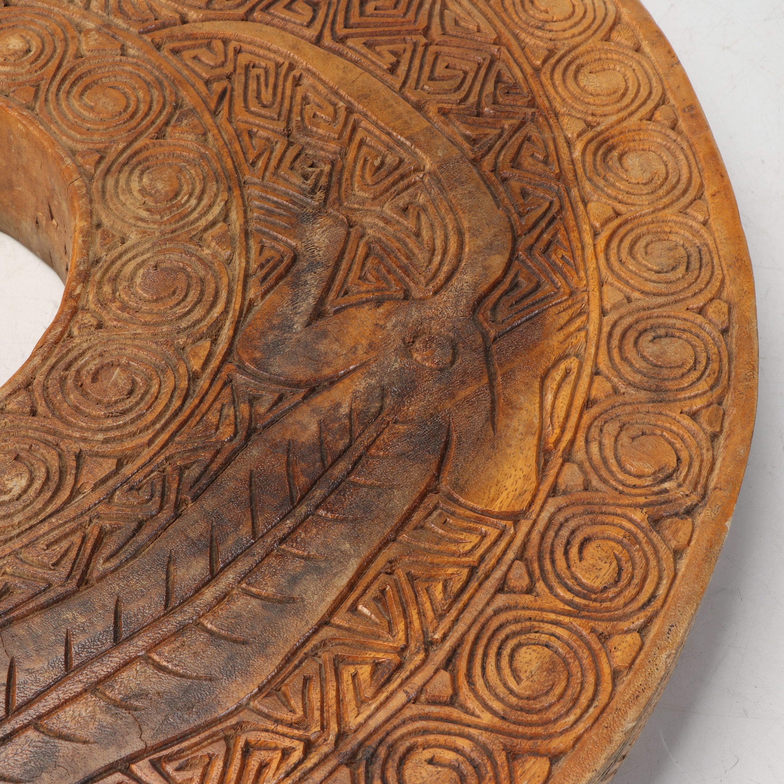 Indonesian Tribal Dayak Style "Aso" Double Dragon Pedestal Table