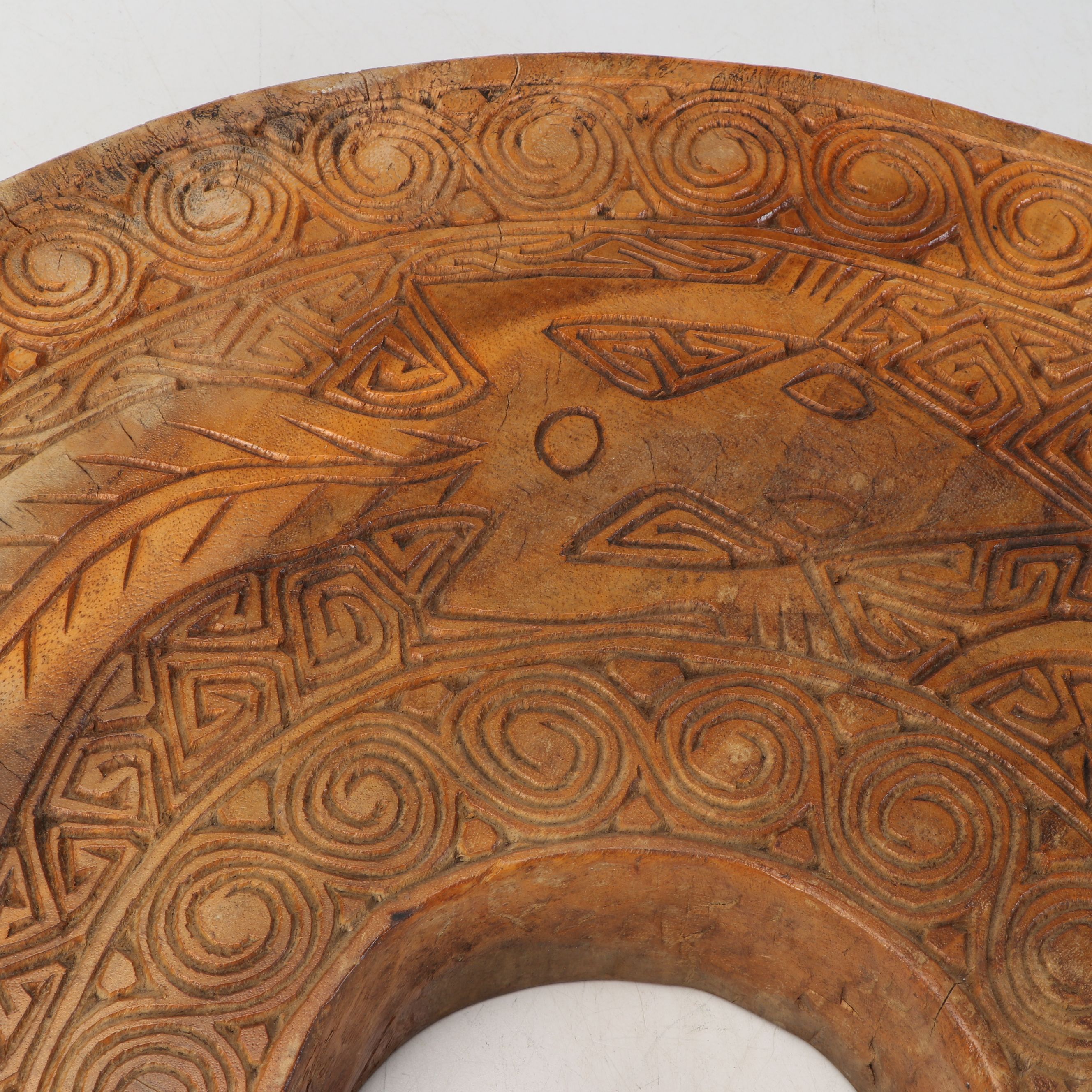 Indonesian Tribal Dayak Style "Aso" Double Dragon Pedestal Table