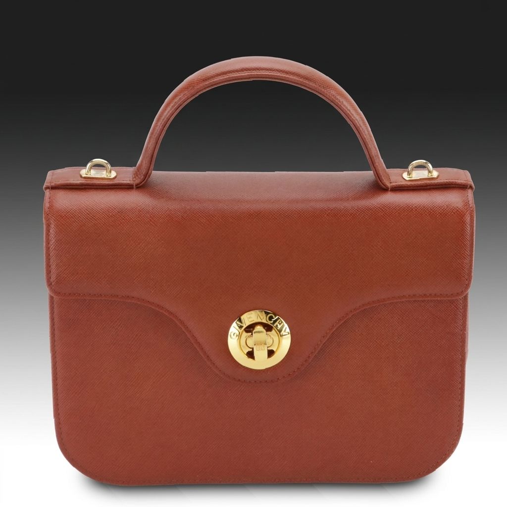 Givenchy Sacs A Main Top Flap Two-Way Handbag in Burnt Orange Textured Leather