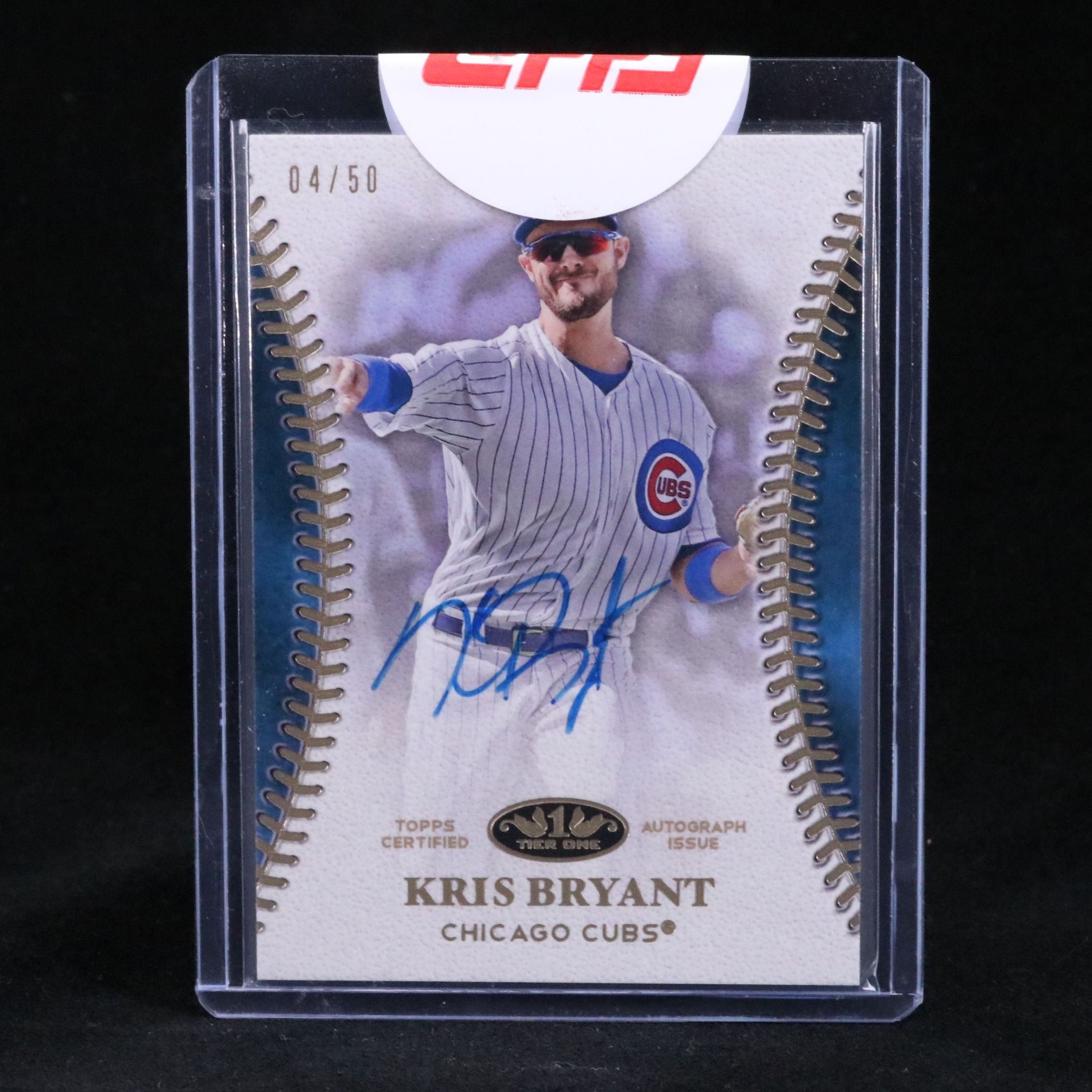 2018 Topps Tier One Kris Bryant Signed Chicago Cubs Baseball Card No. 04/50