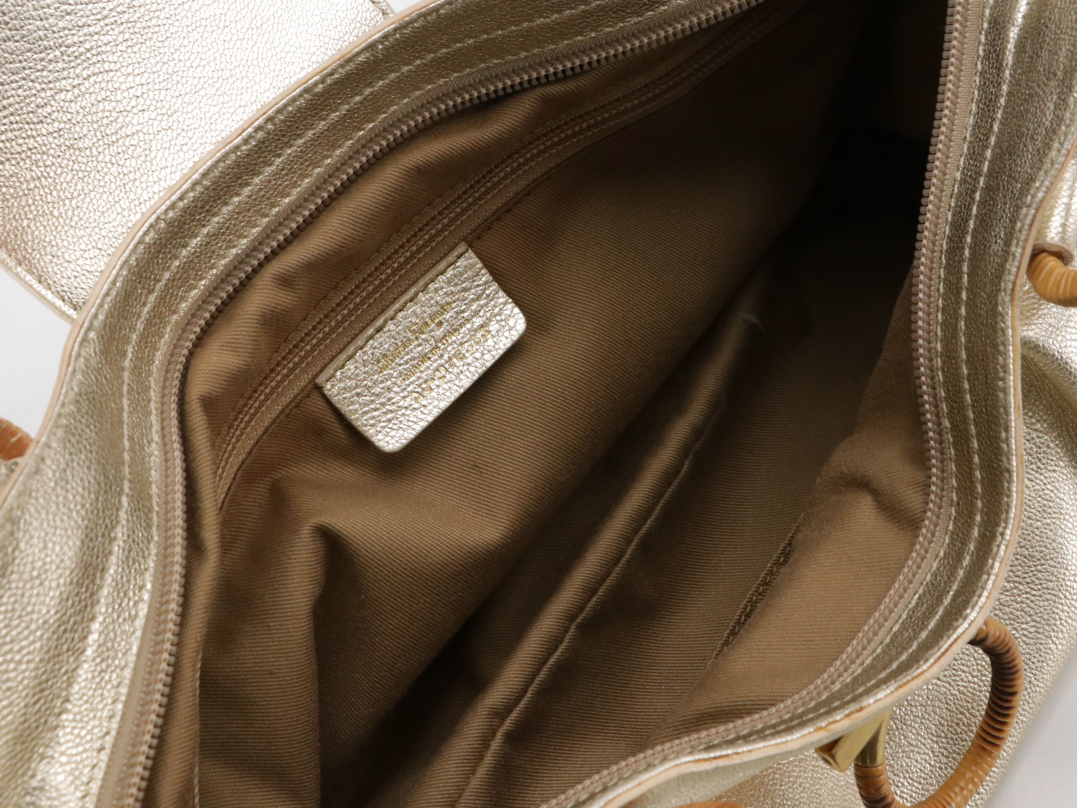 Salvatore Ferragamo Gancini Satchel in Metallic Leather with Wrapped Hardware