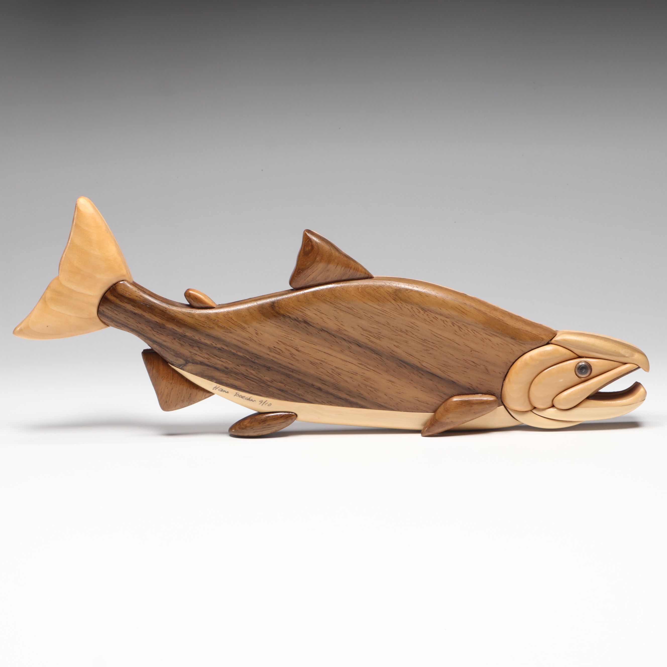 Hans Boecher Limited Edition Padauk, Poplar, and Holly Fish Wall Hanging