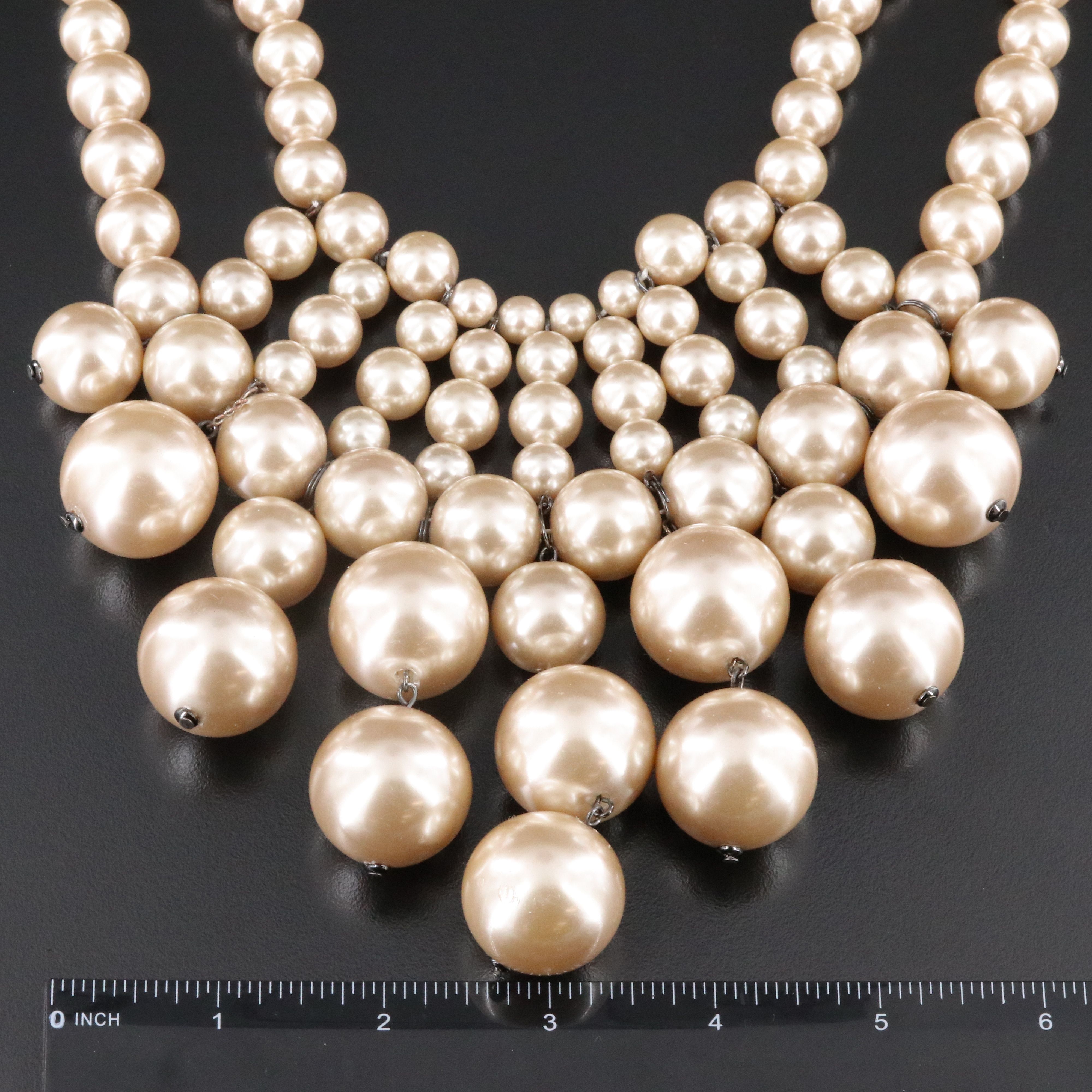 Faux Pearl Bib Necklace