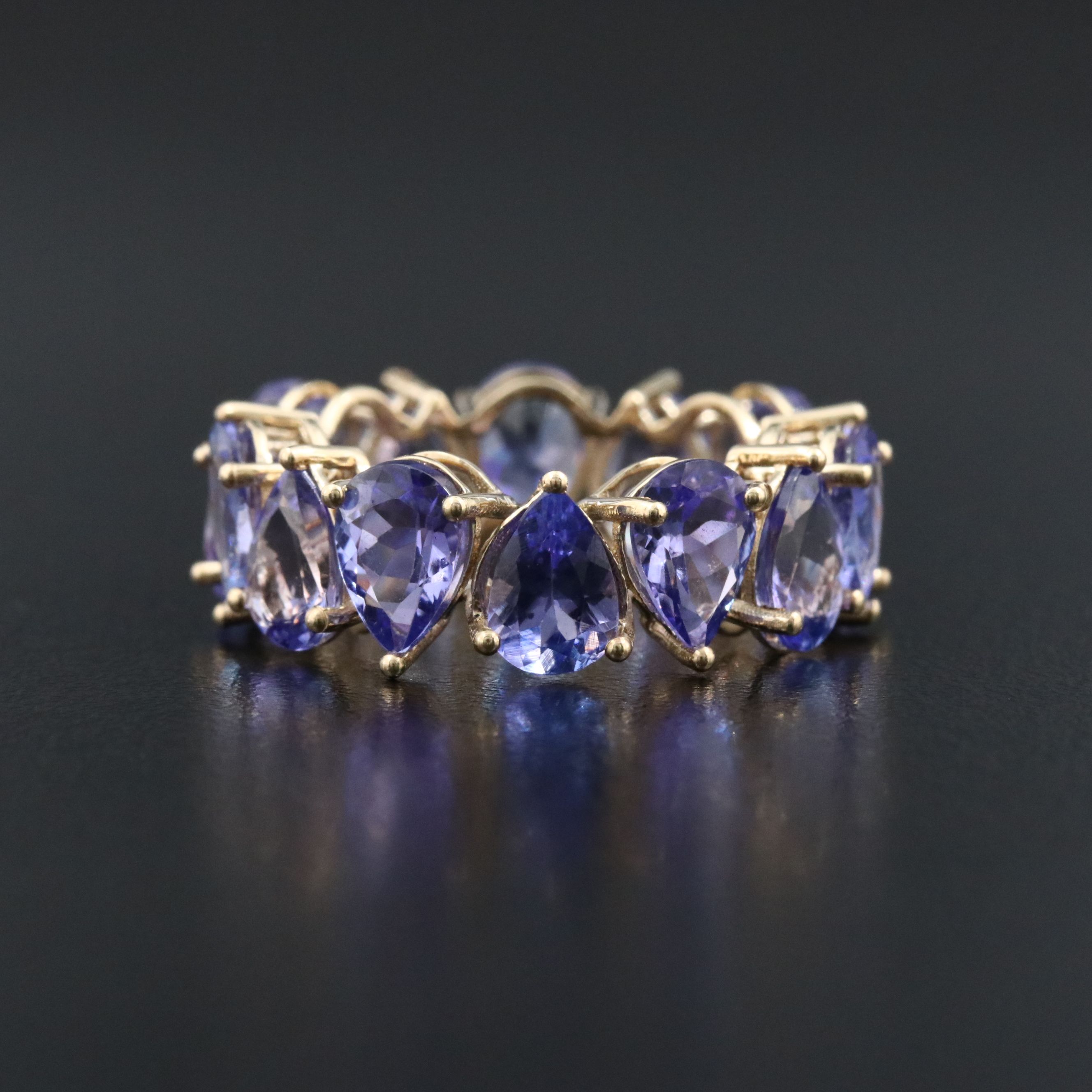 14K 9.97 CTW Tanzanite Eternity Band