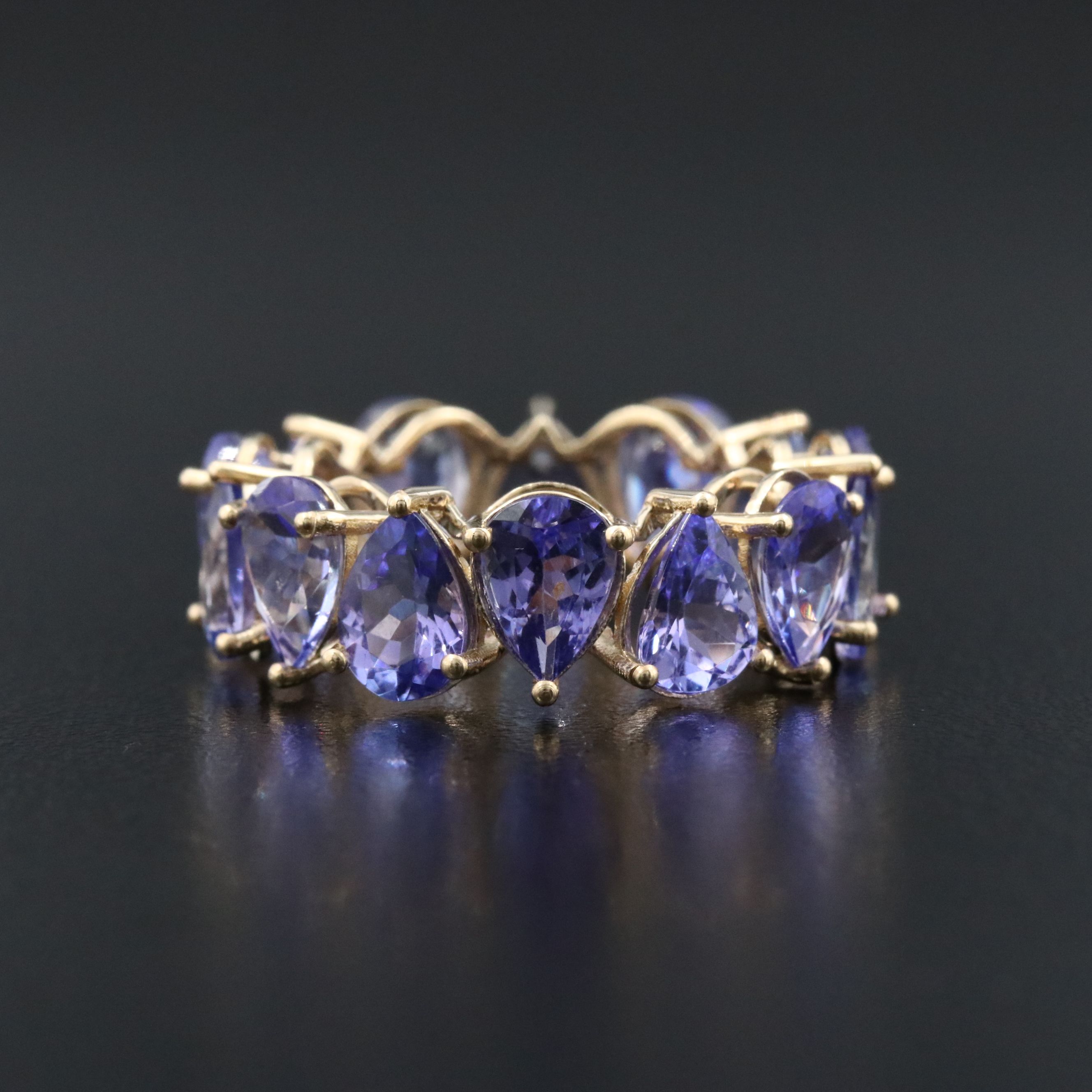 14K 9.97 CTW Tanzanite Eternity Band