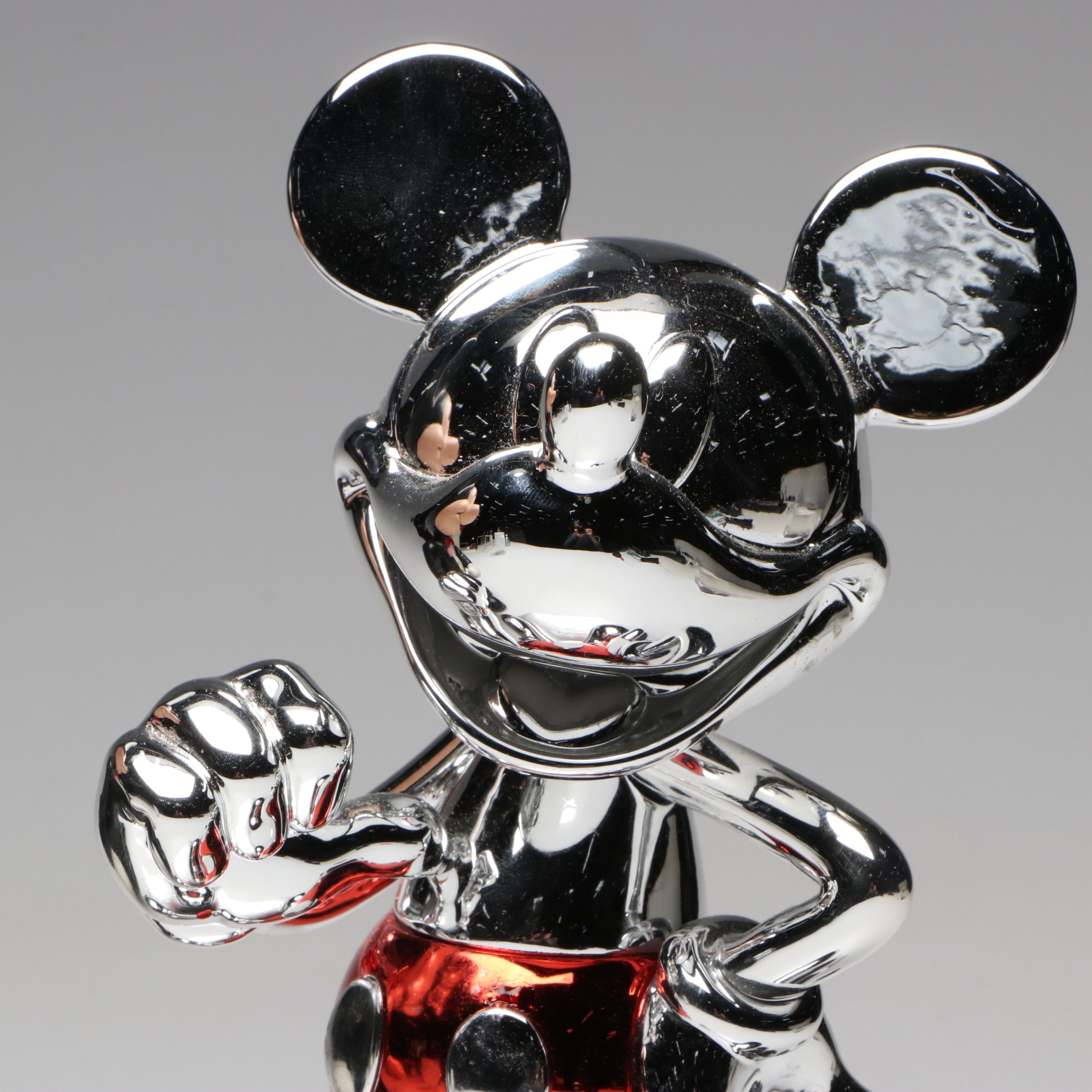 Disney 100 "Mickey Mouse" Chrome Finish Resin Figure with Other Memorabilia