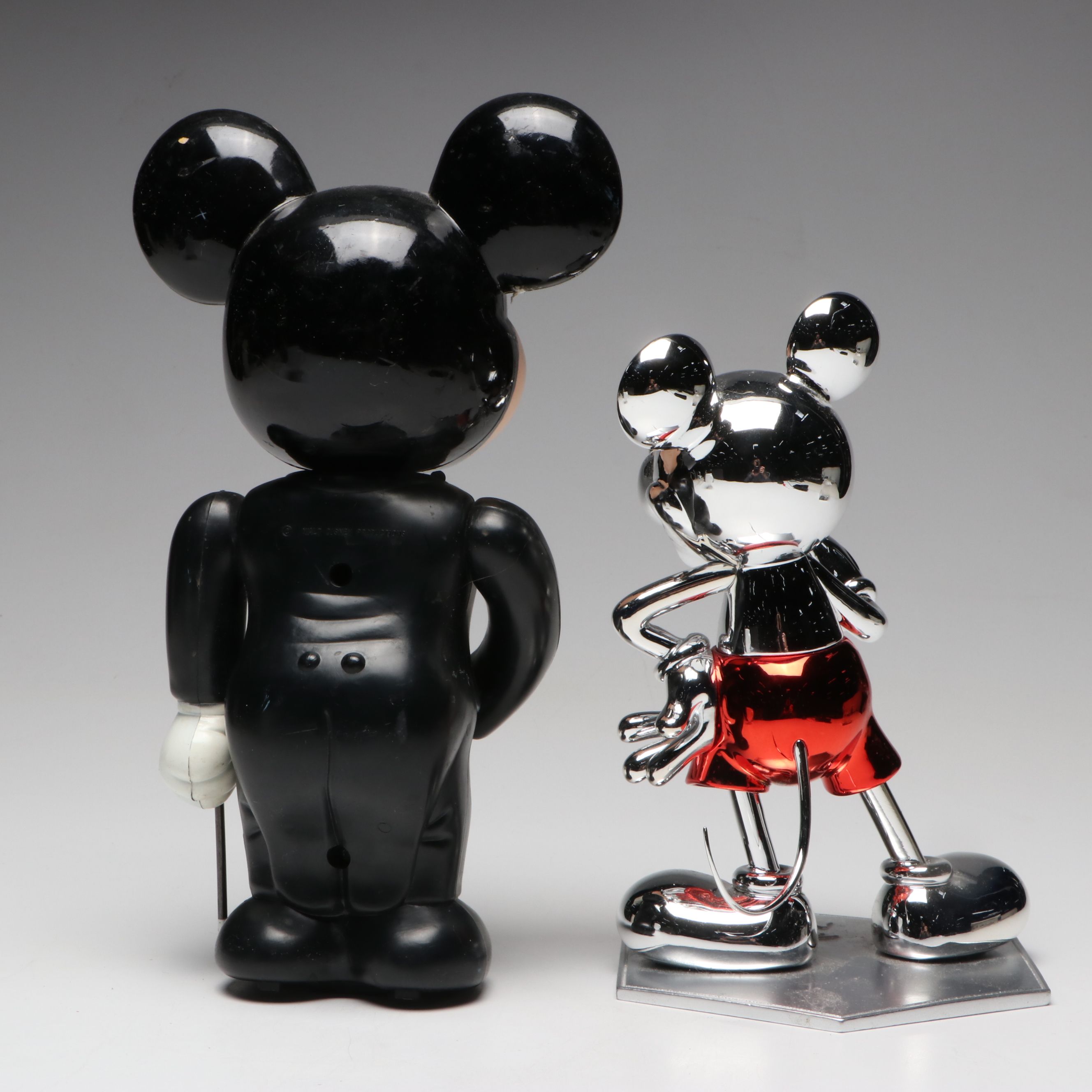 Disney 100 "Mickey Mouse" Chrome Finish Resin Figure with Other Memorabilia