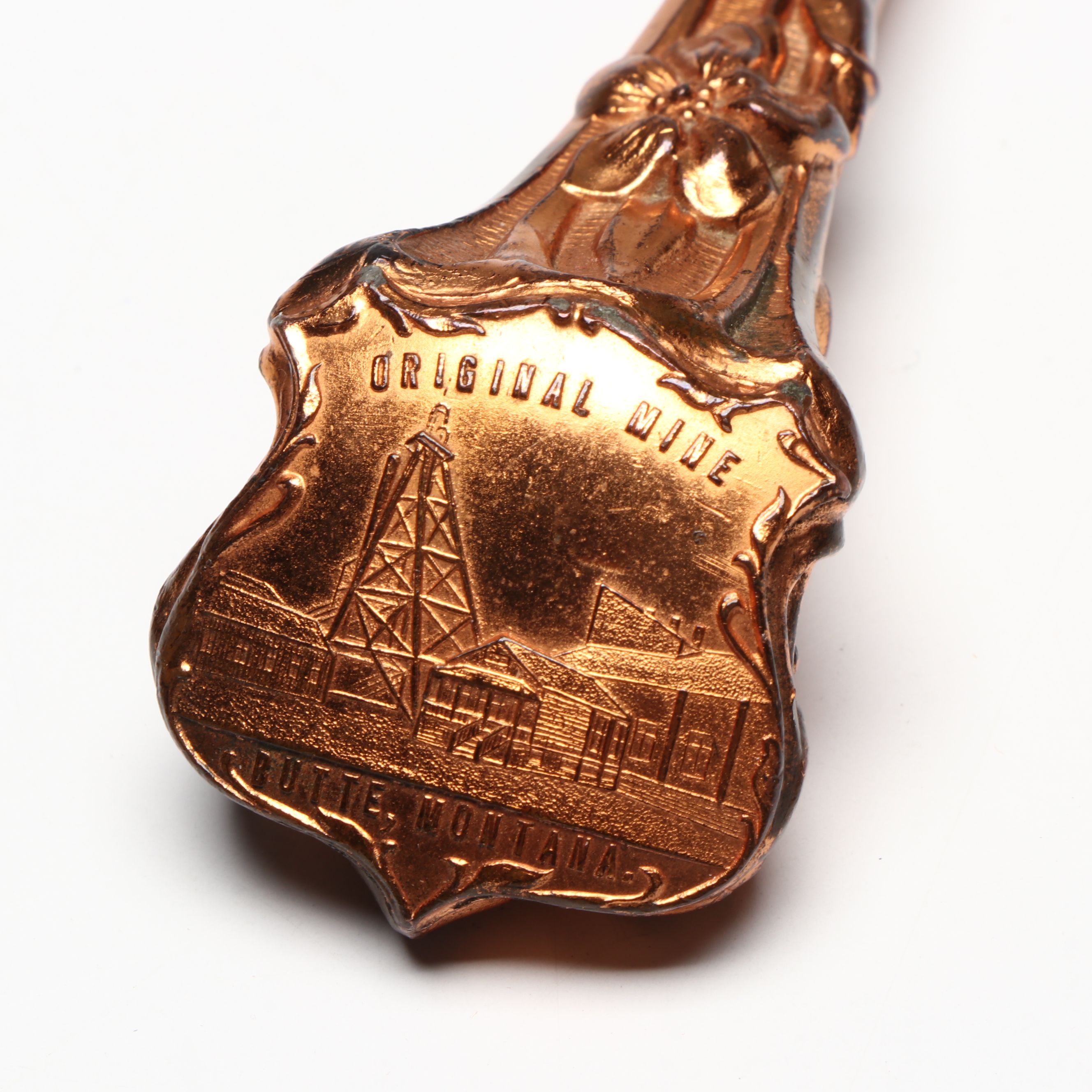 Art Nouveau Butte, Montana Original Mine Copper Handle Buttonhook, Antique