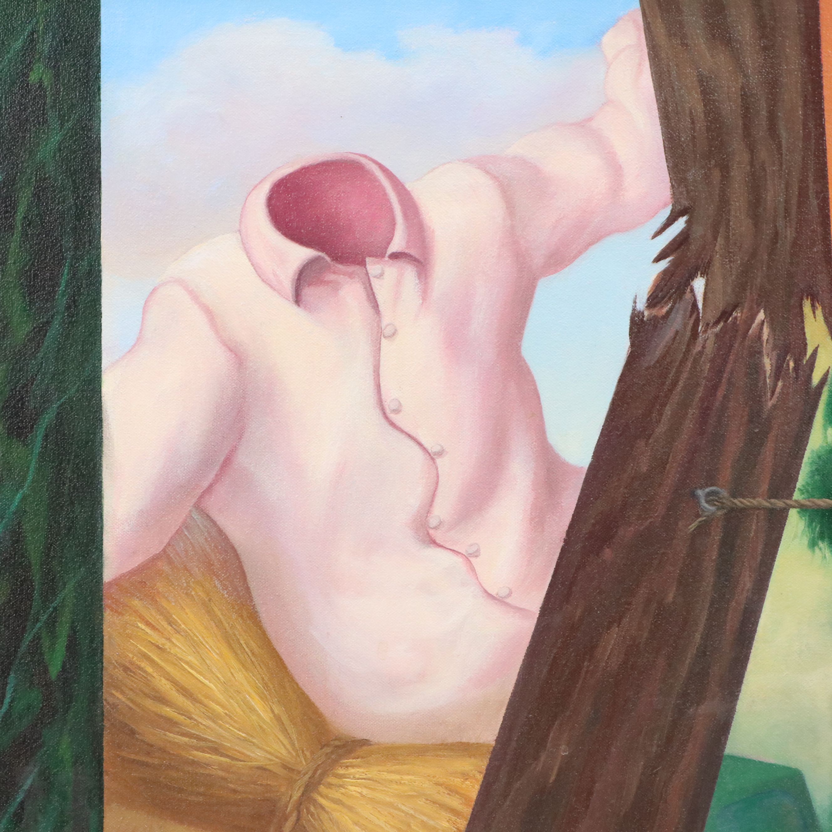 Charles Grund Surreal Oil Painting, Late 20th Century