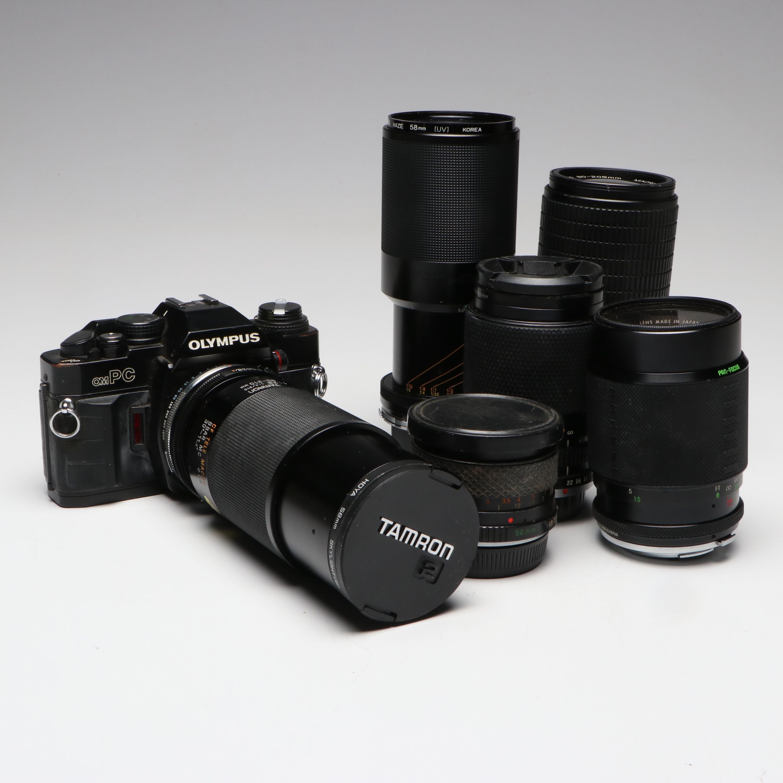 Olympus OM-PC SLR Film Camera with Tamron and More Lenses