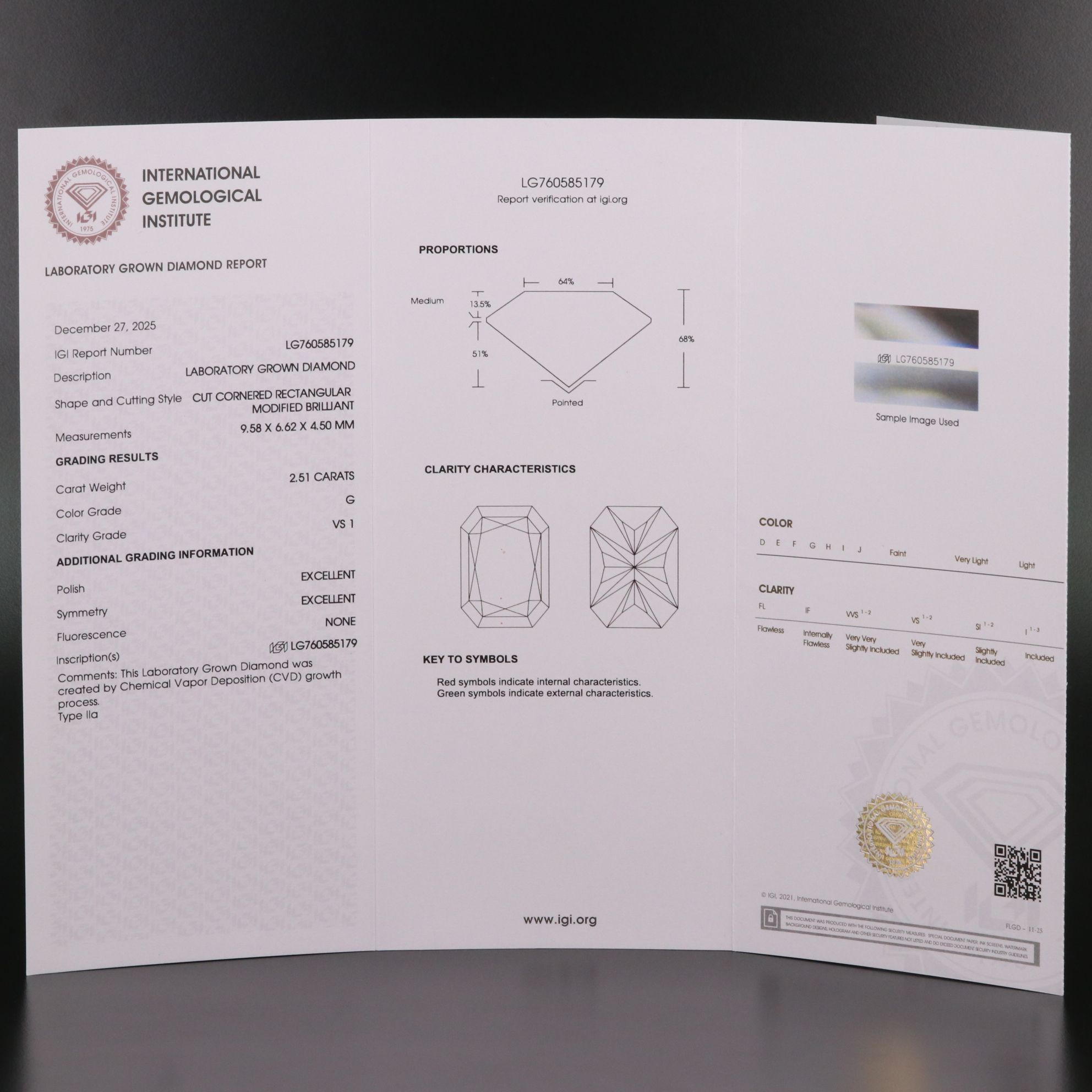 Loose 2.51 CT Lab Grown Diamond with IGI Report