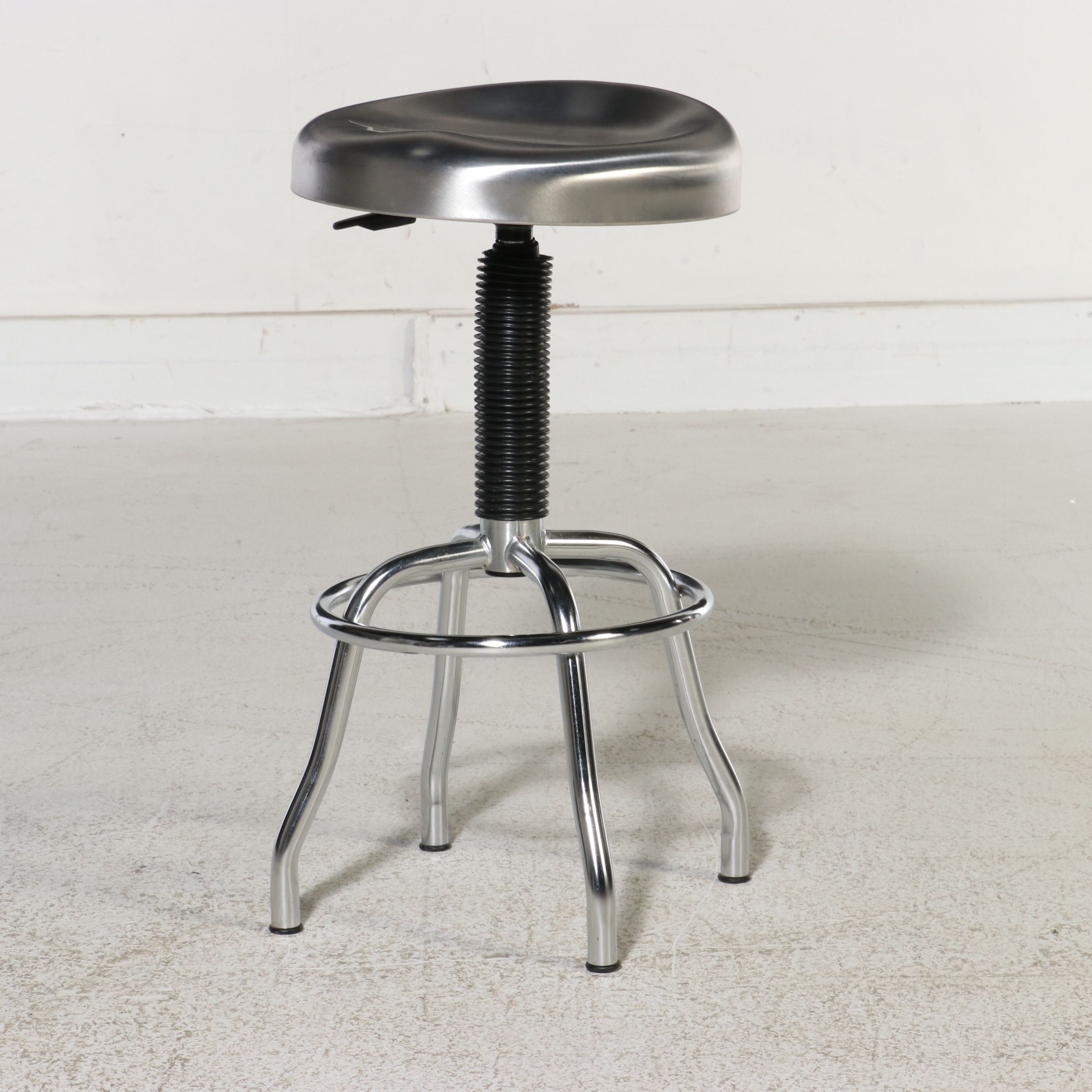 Set of Three Seville Classics Stainless Steel Pneumatic Work Stools