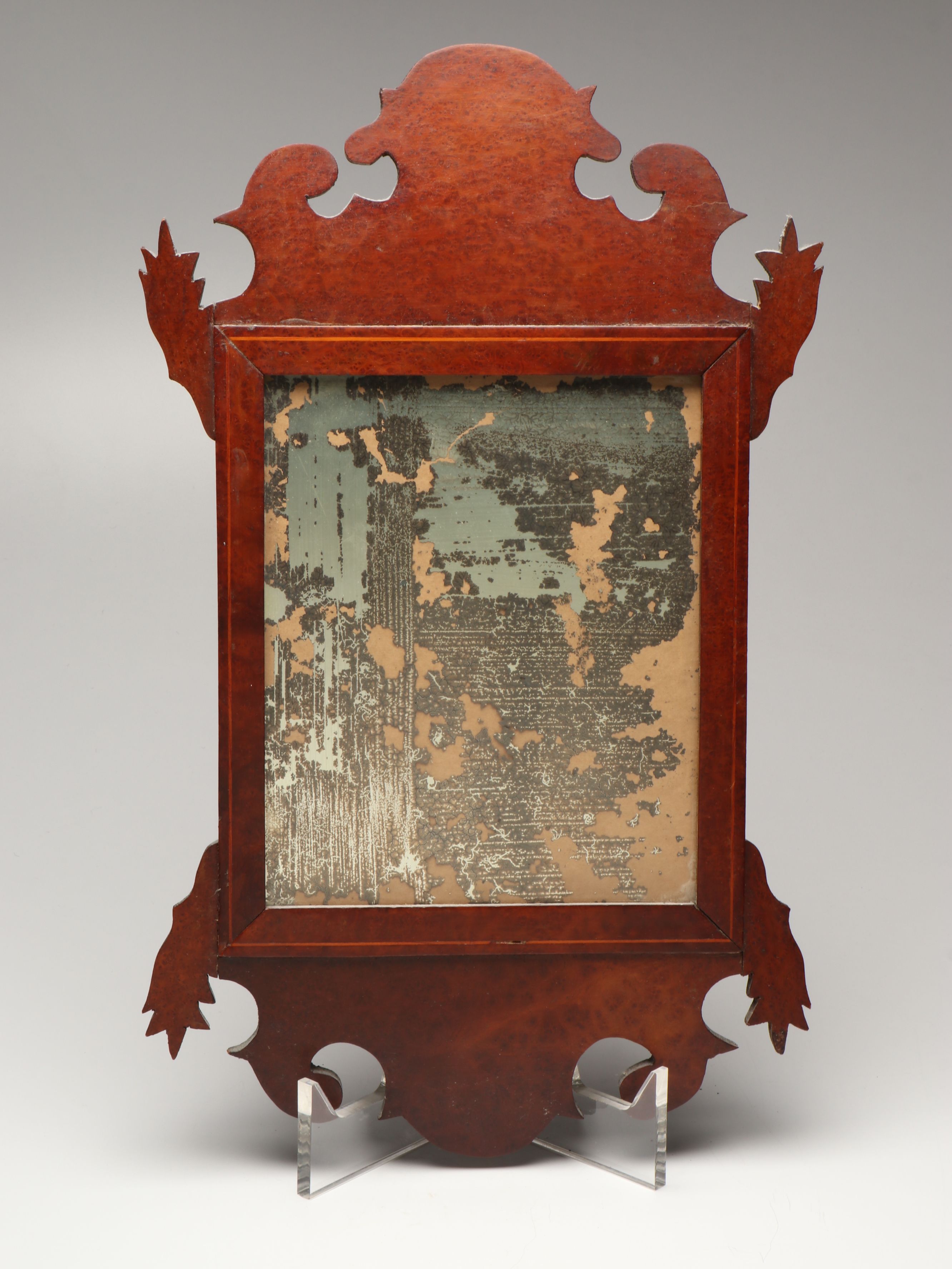 Federal Style Brass Candle Sconce and Wooden Wall Mirror