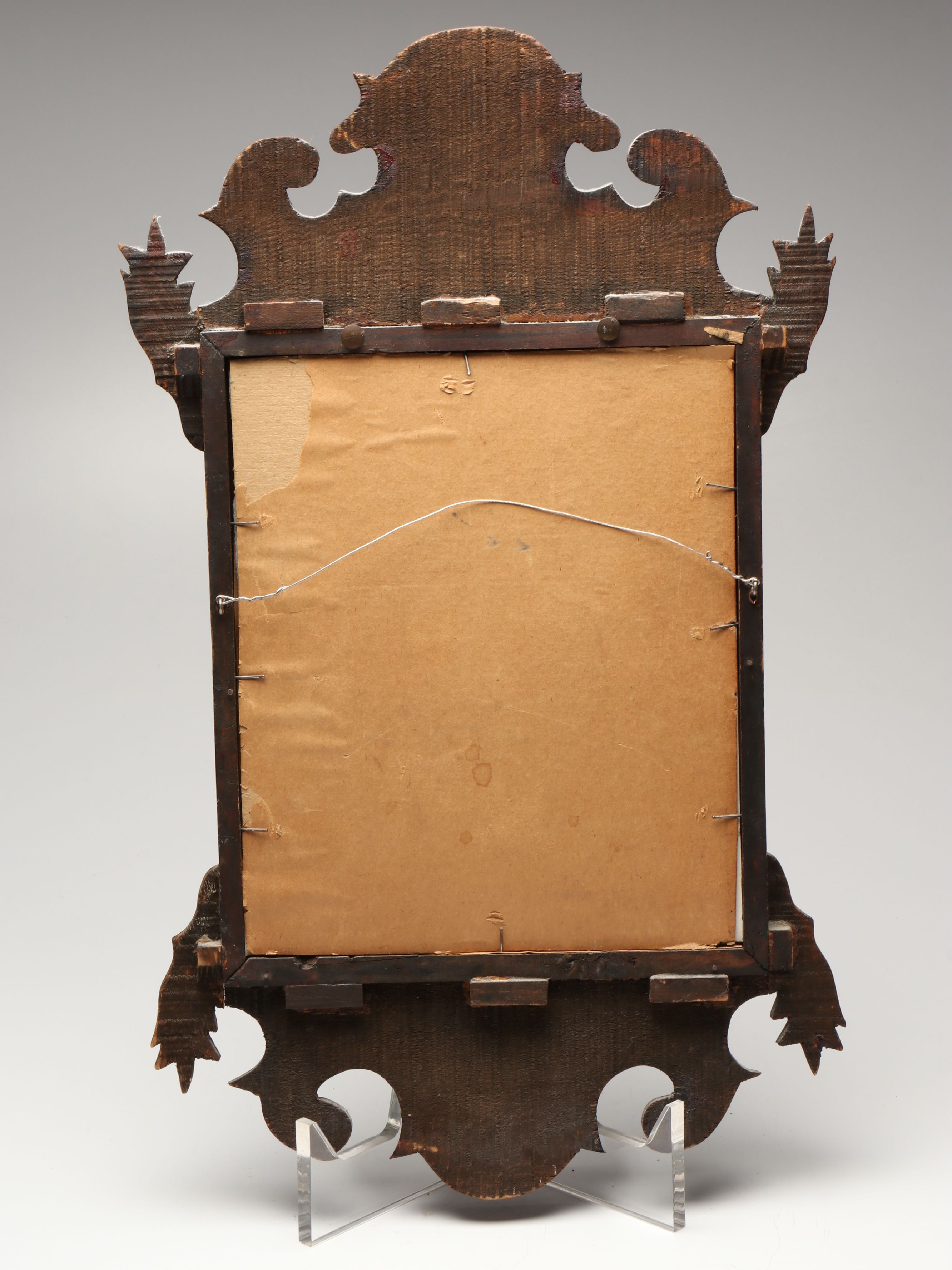 Federal Style Brass Candle Sconce and Wooden Wall Mirror