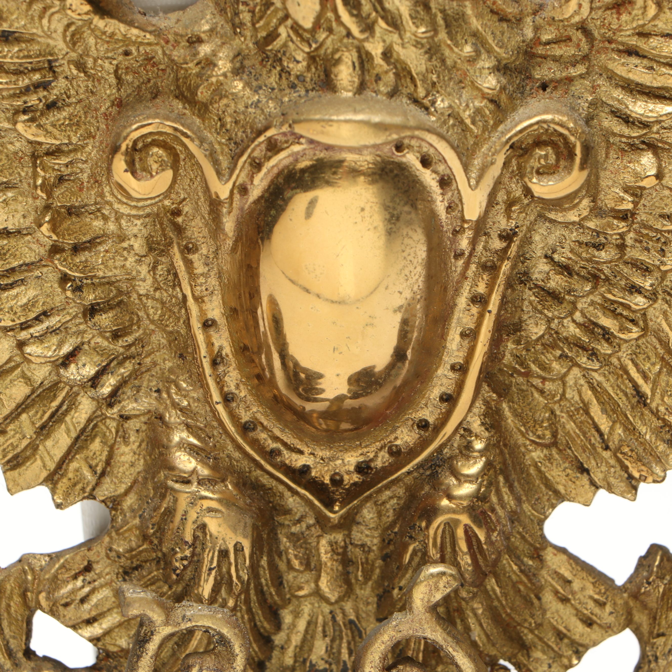 Federal Style Brass Candle Sconce and Wooden Wall Mirror