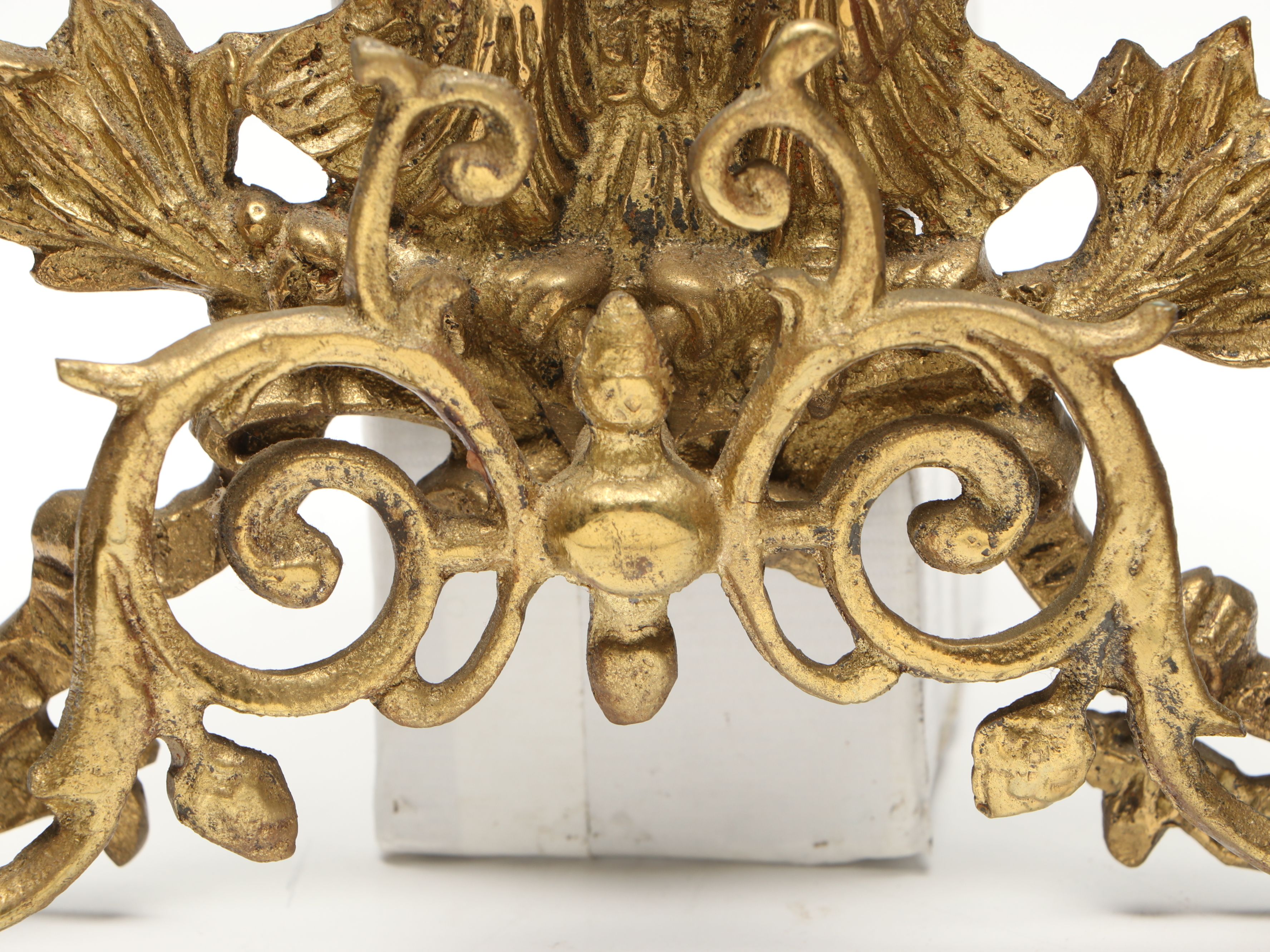 Federal Style Brass Candle Sconce and Wooden Wall Mirror