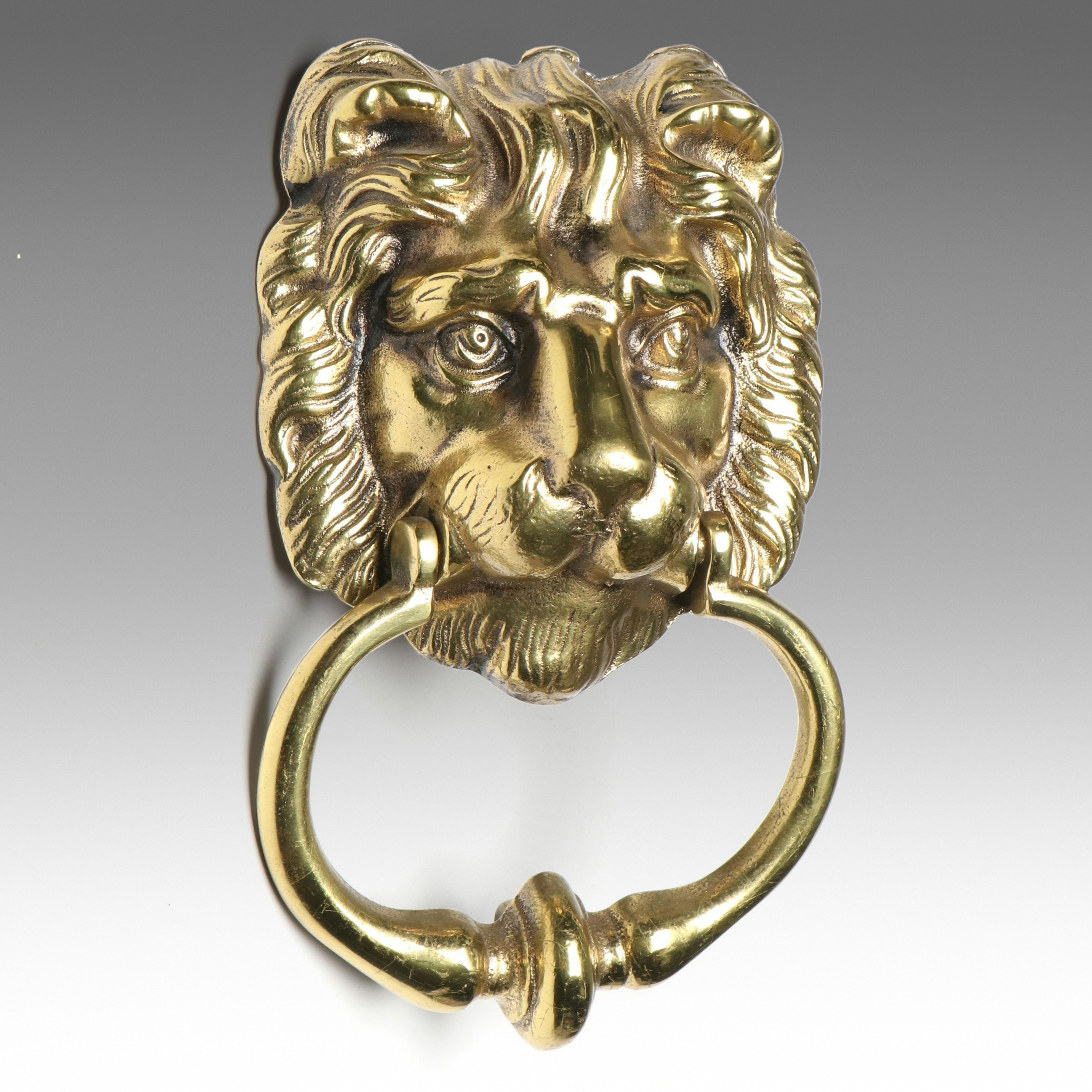 Peerage English Brass Lion Head Door Knocker and Knob