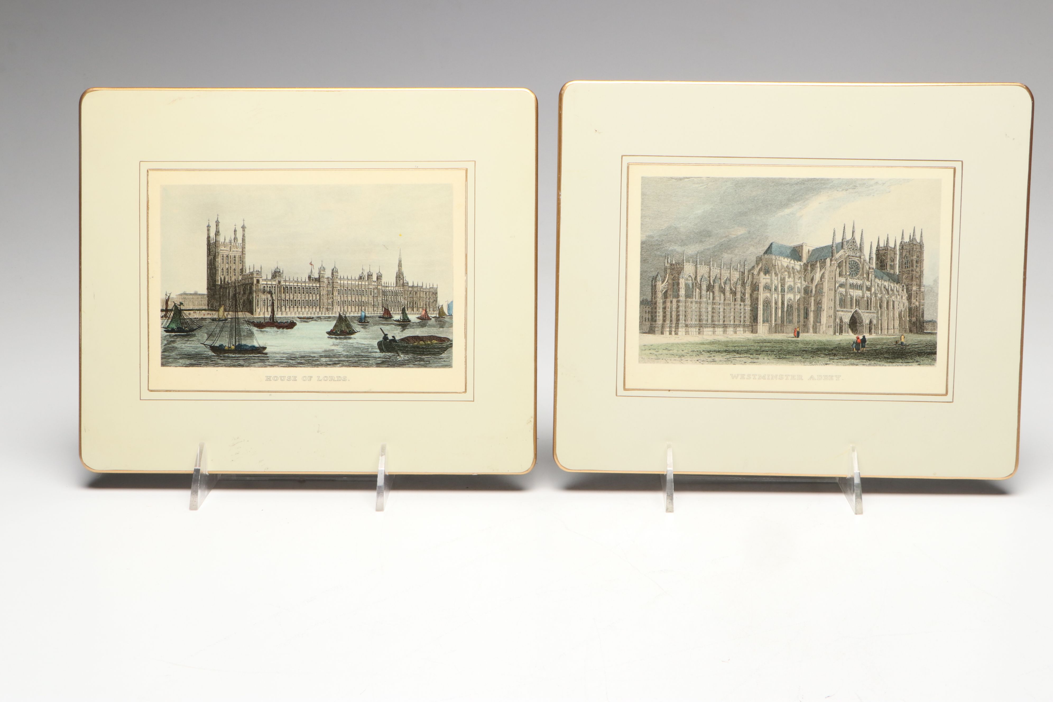 Victorian Style Prints of British Architecture on Resin Trivets