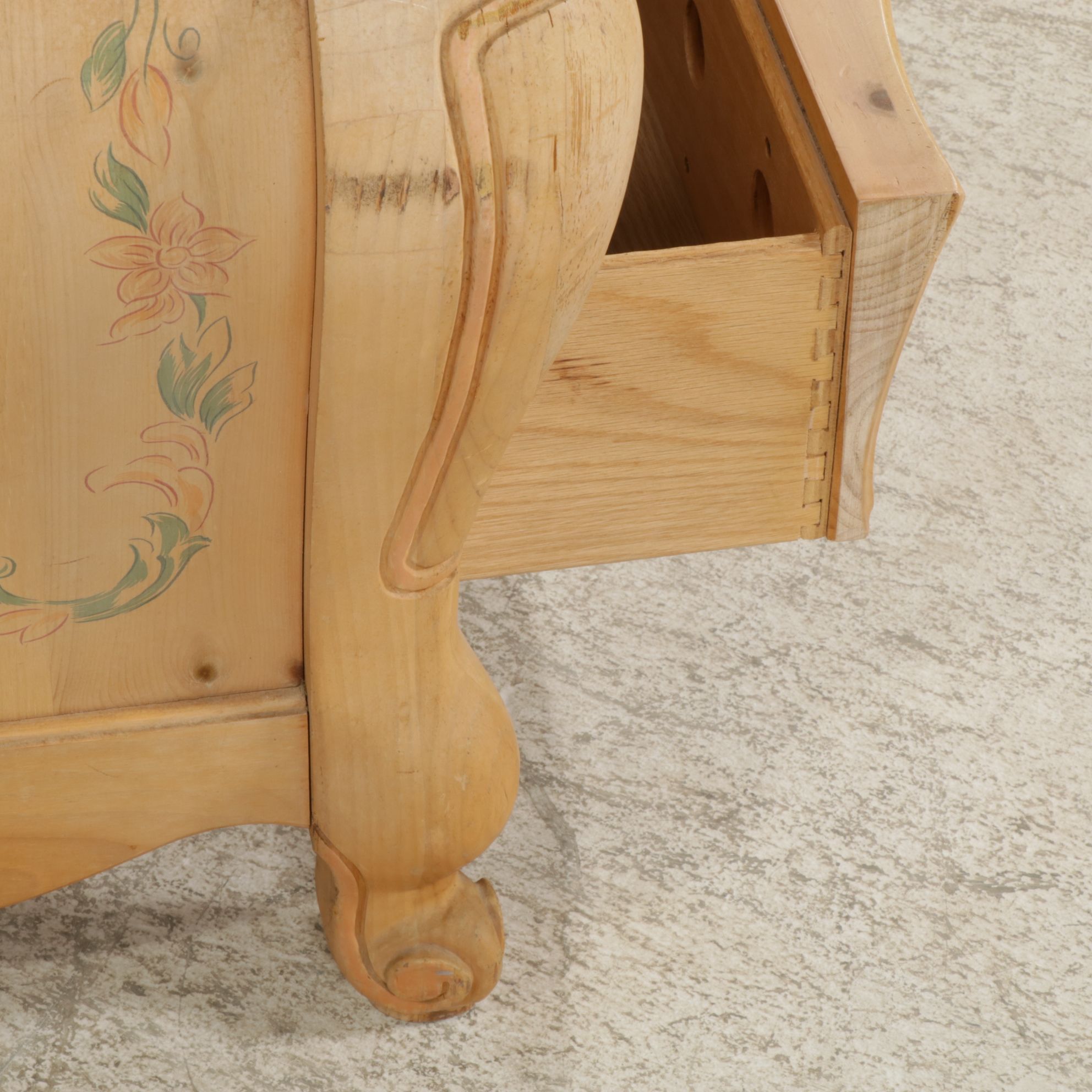 Pulaski Furniture Louis XV Style Paint Decorated Pine Bombé Dresser