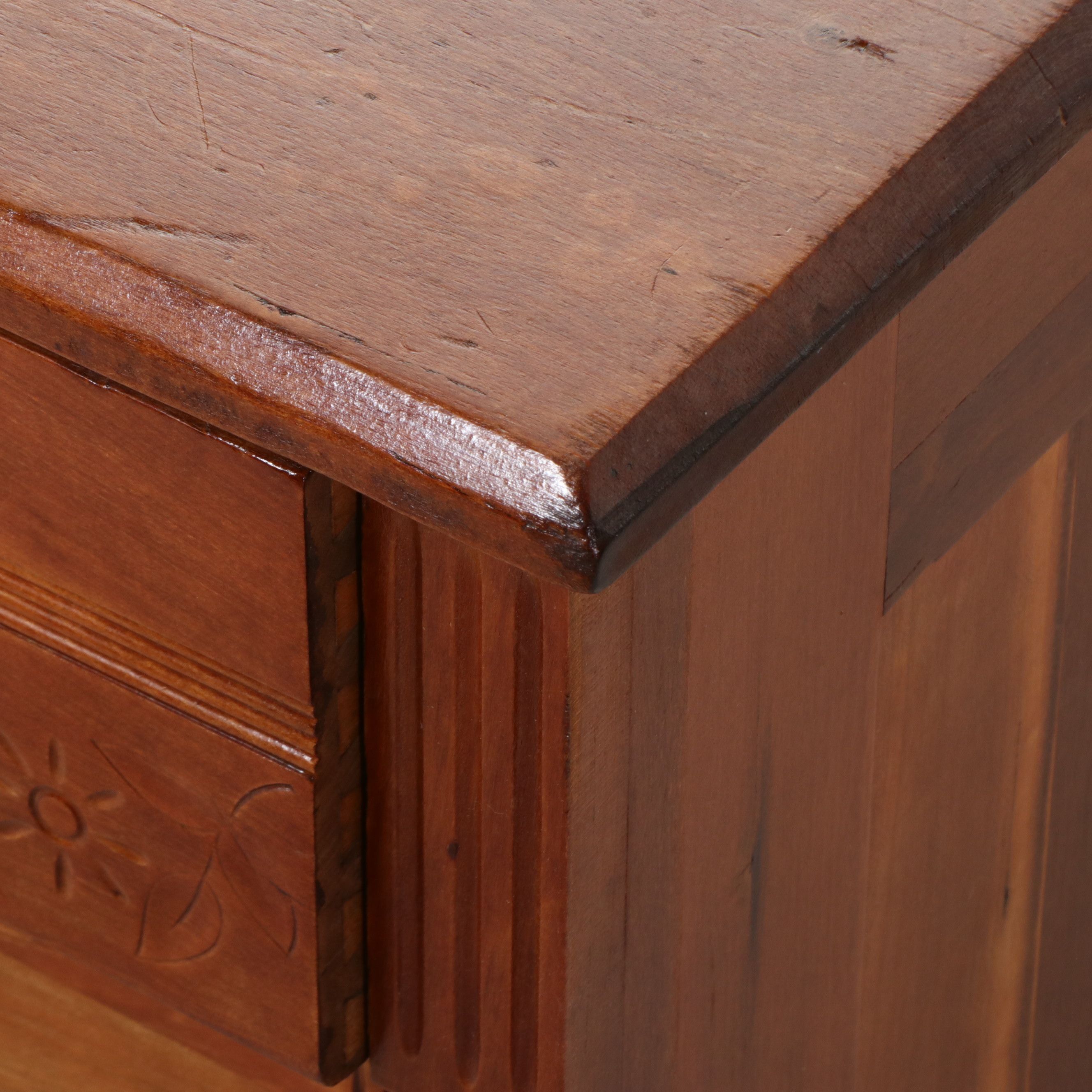 Late Victorian Carved Cherry Chest of Drawers, Circa 1890