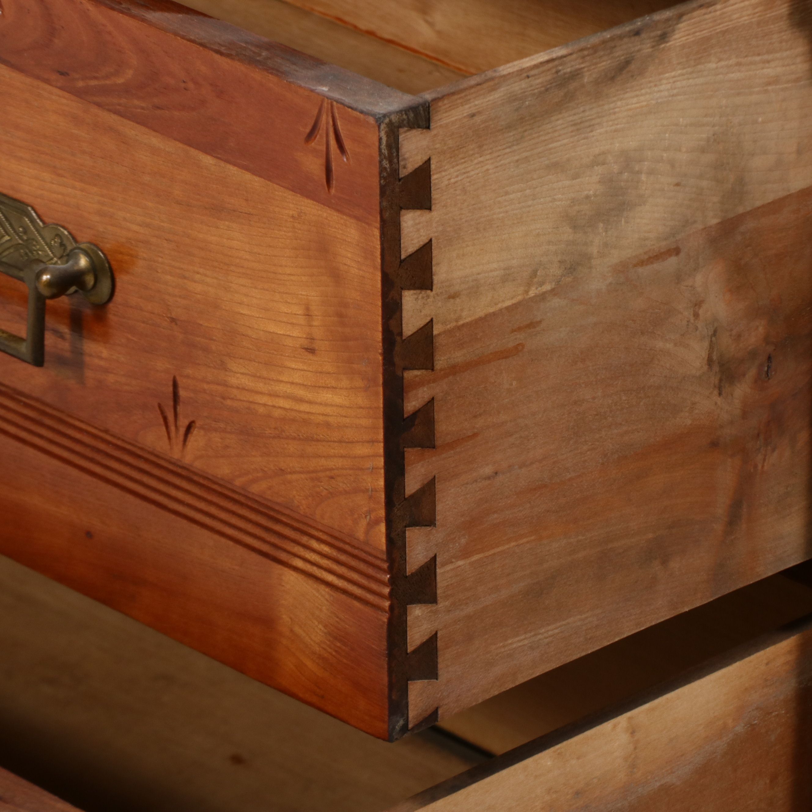 Late Victorian Carved Cherry Chest of Drawers, Circa 1890