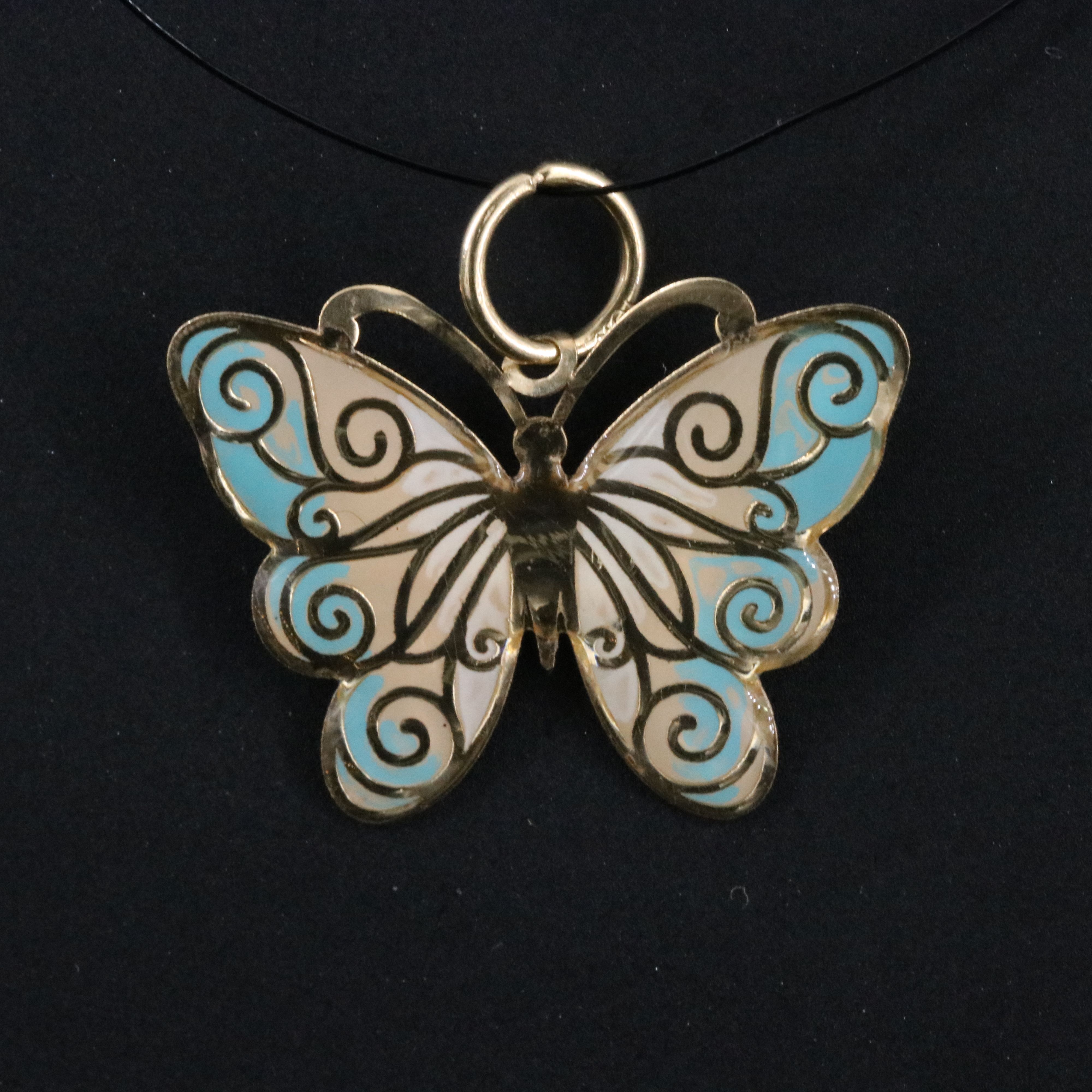 10K Enamel Butterfly Pendant