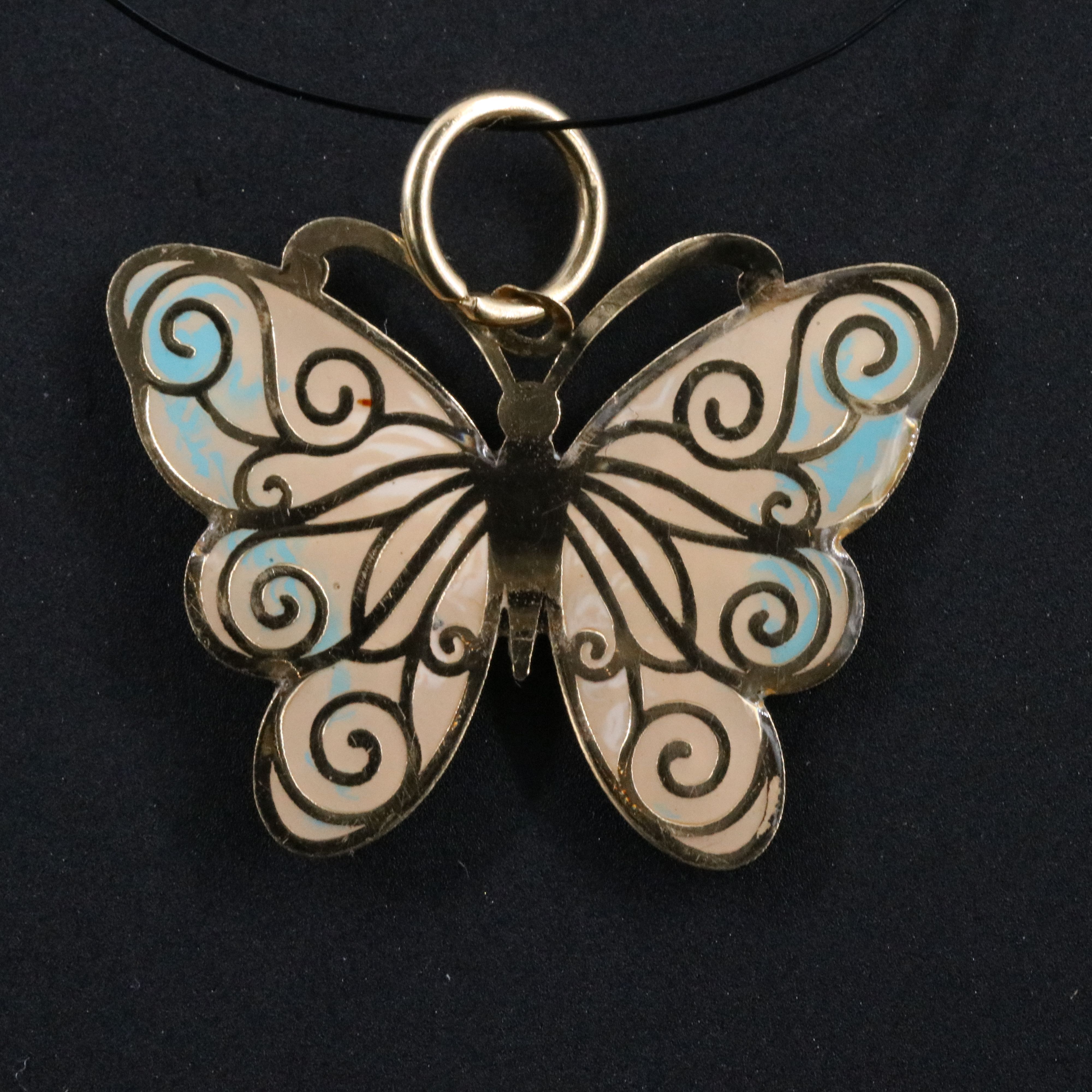 10K Enamel Butterfly Pendant