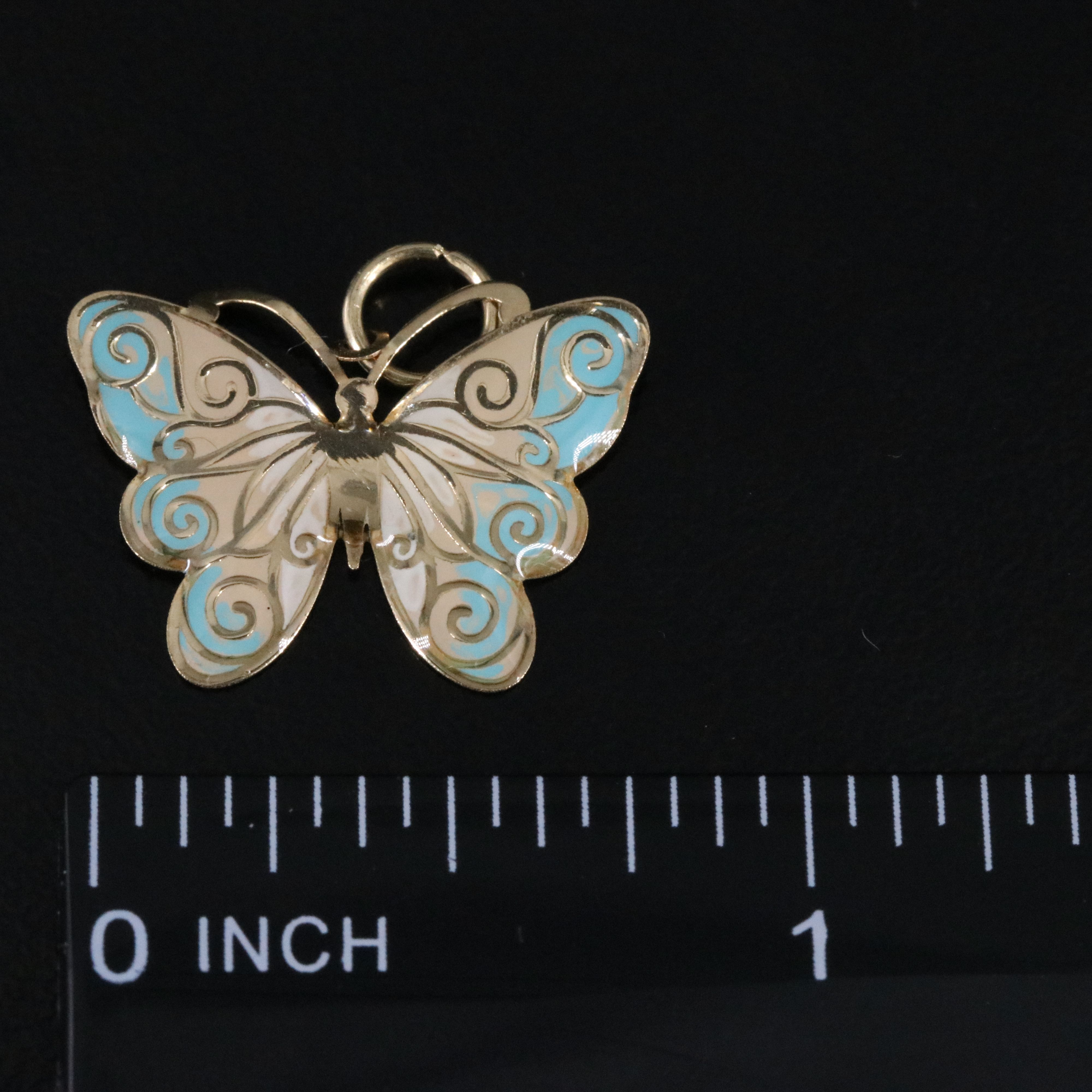 10K Enamel Butterfly Pendant