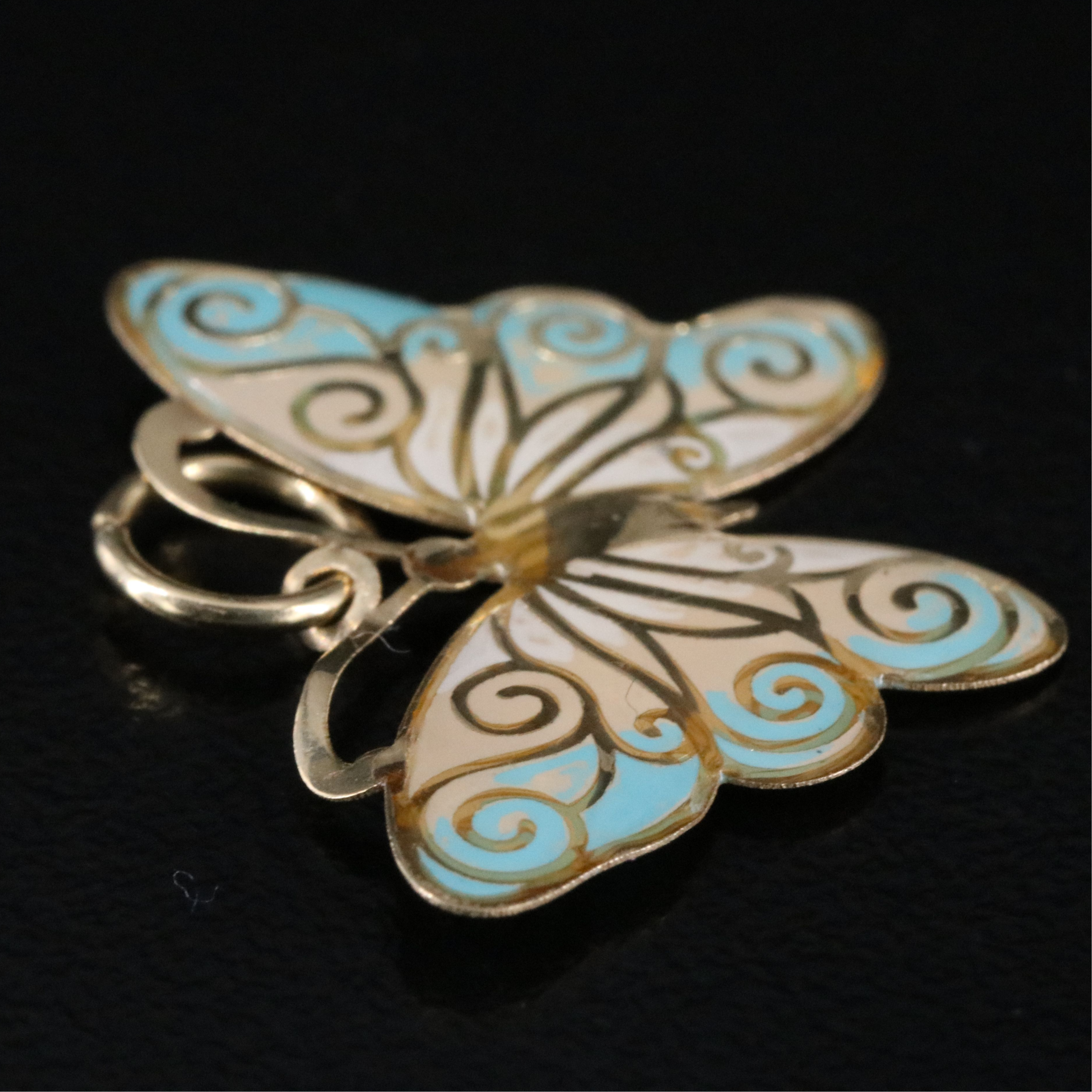 10K Enamel Butterfly Pendant