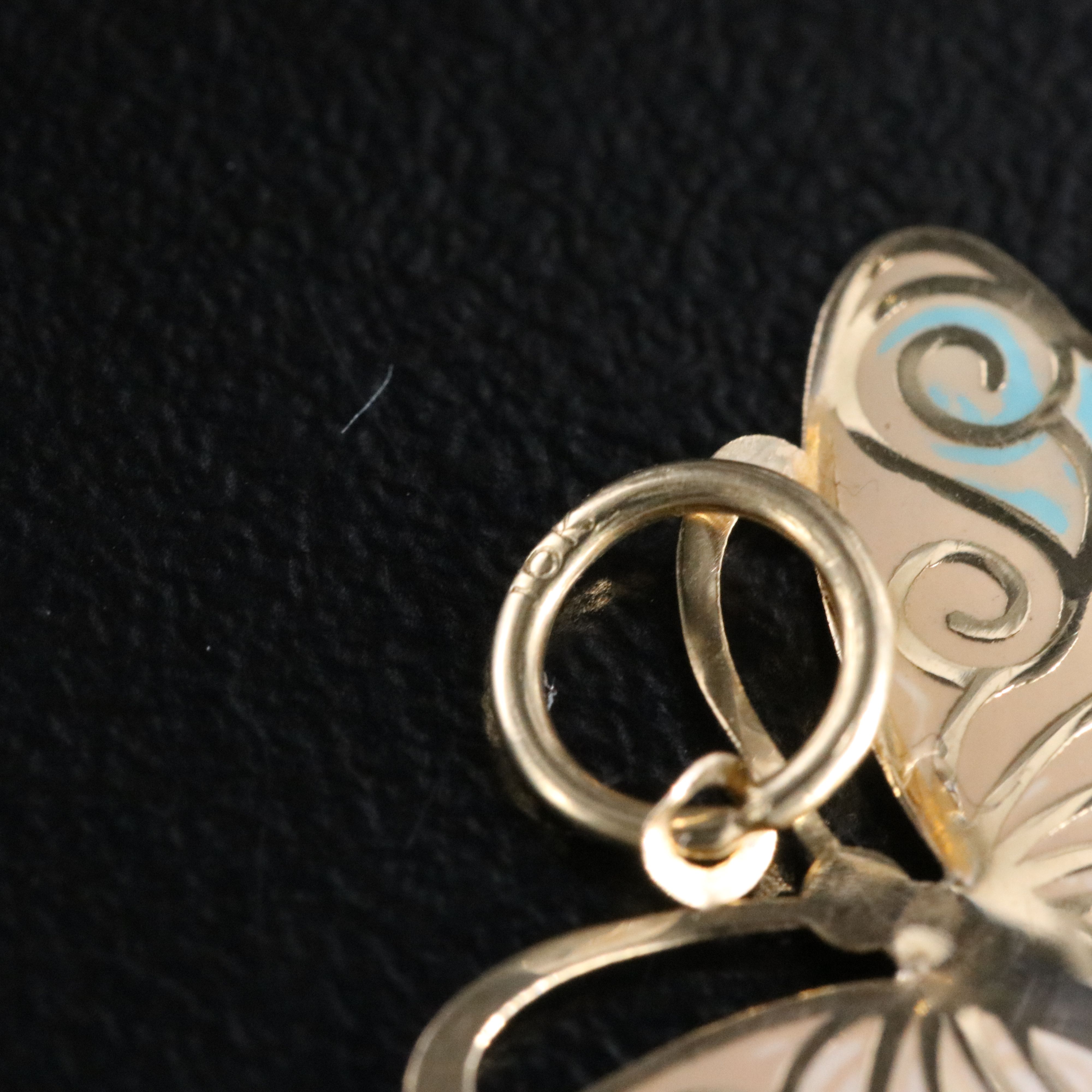 10K Enamel Butterfly Pendant